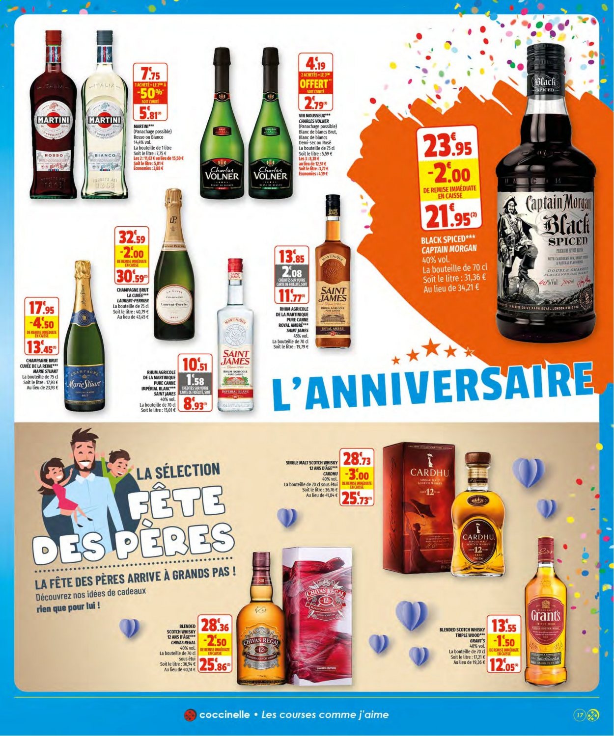 thumbnail - Catalogue Coccinelle Supermarché - 09/06/2021 - 20/06/2021 - Produits soldés - alcool, champagne, vin, Captain Morgan, whisky, Martini, rhum. Page 17.