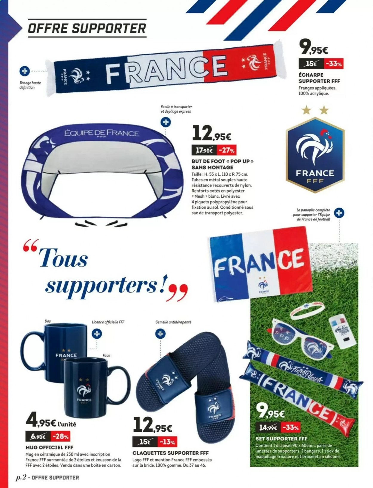 thumbnail - Catalogue Sport 2000 - 26/05/2021 - 20/06/2021 - Produits soldés - écharpe, sac de transport, bracelet, but de foot, drapeau. Page 2.