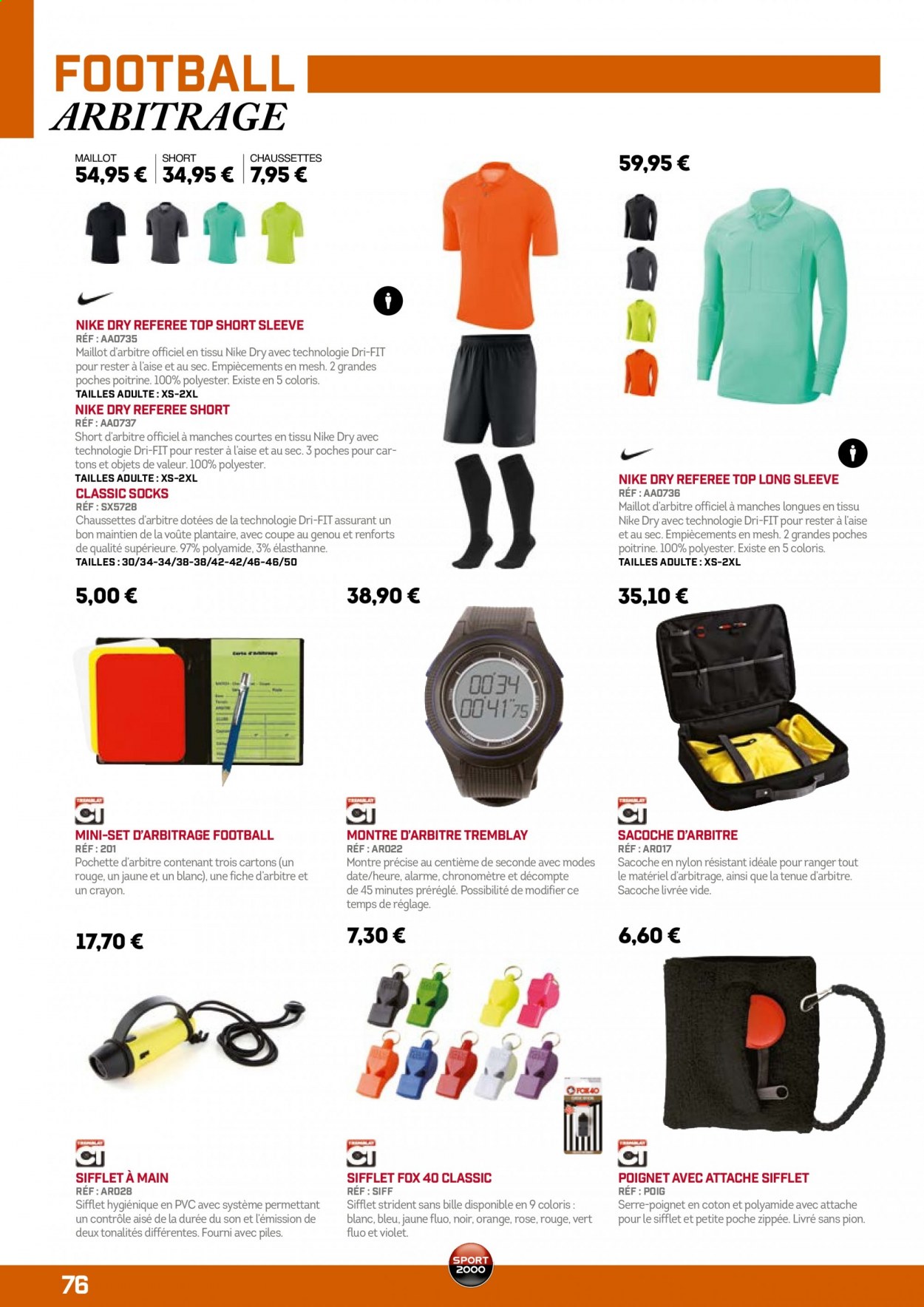 thumbnail - Catalogue Sport 2000 - Produits soldés - Nike, shorts, maillot, chaussettes, sacoche, montre, pochette. Page 76.