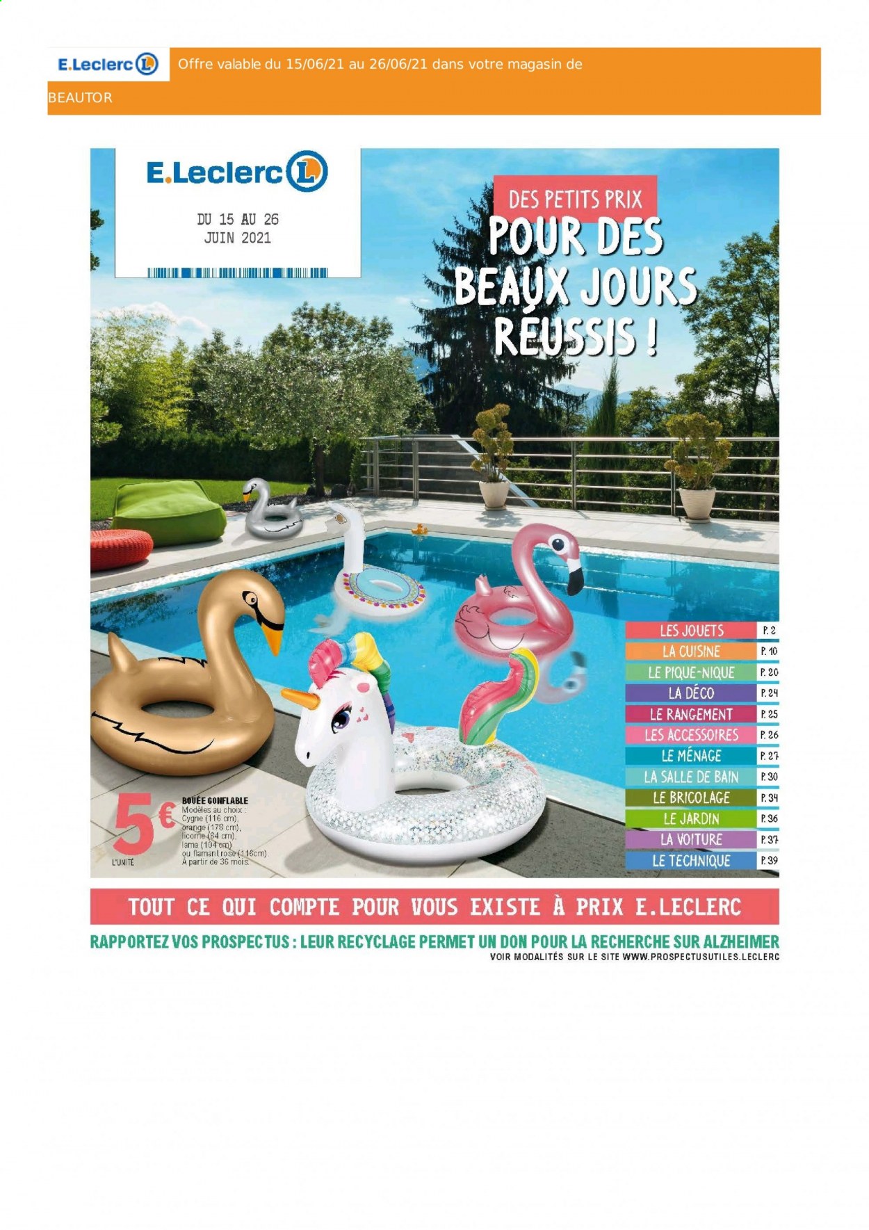 thumbnail - Catalogue E.Leclerc - 15/06/2021 - 26/06/2021 - Produits soldés - licorne, Beaux Jours. Page 1.