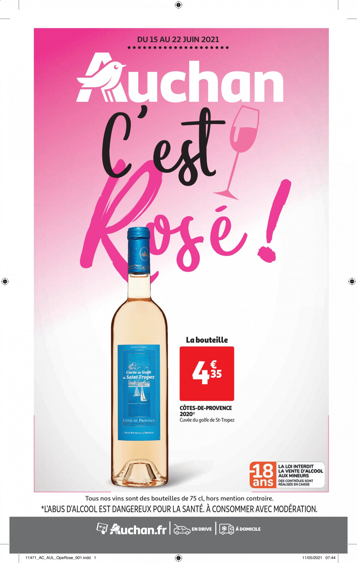 thumbnail - Catalogue Auchan - 15/06/2021 - 22/06/2021 - Produits soldés - vin. Page 1.