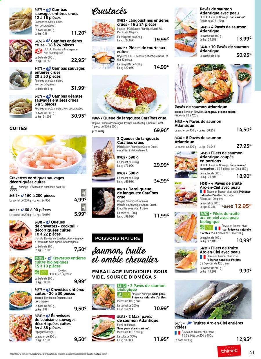 thumbnail - Catalogue Thiriet - 18/06/2021 - 14/07/2021 - Produits soldés - saumon, crevettes, truite, queue de langouste, pavés de saumon. Page 43.
