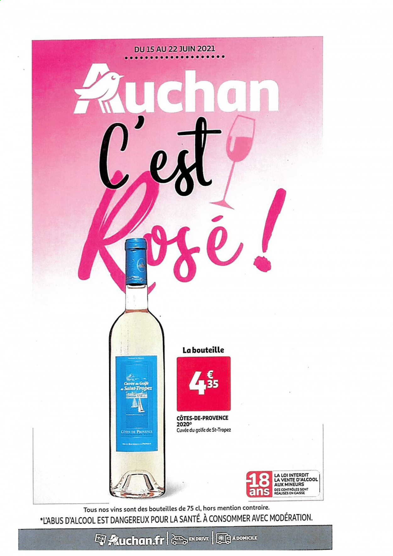 thumbnail - Catalogue Auchan - 18/06/2021 - 22/06/2021 - Produits soldés - vin. Page 1.
