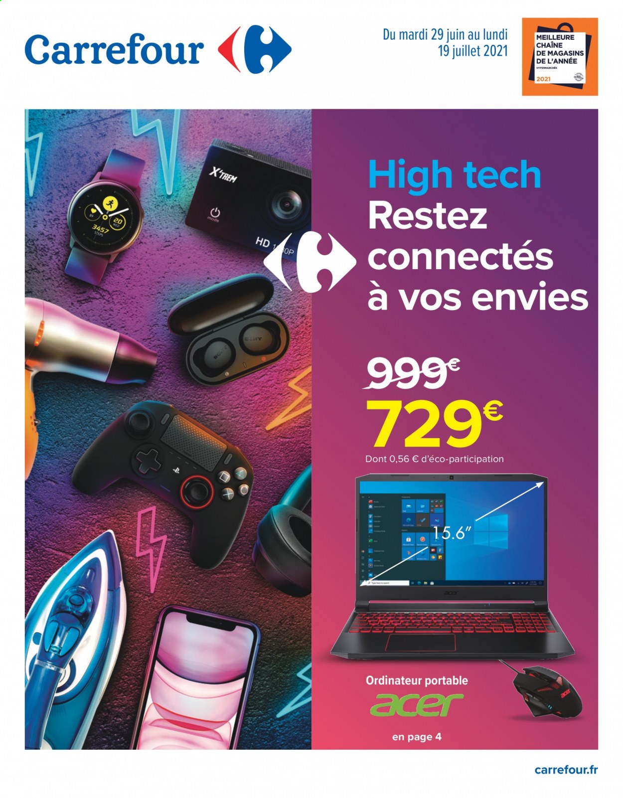 thumbnail - Catalogue Carrefour Hypermarchés - 29/06/2021 - 19/07/2021 - Produits soldés - Sony, ordinateur, ordinateur portable. Page 1.
