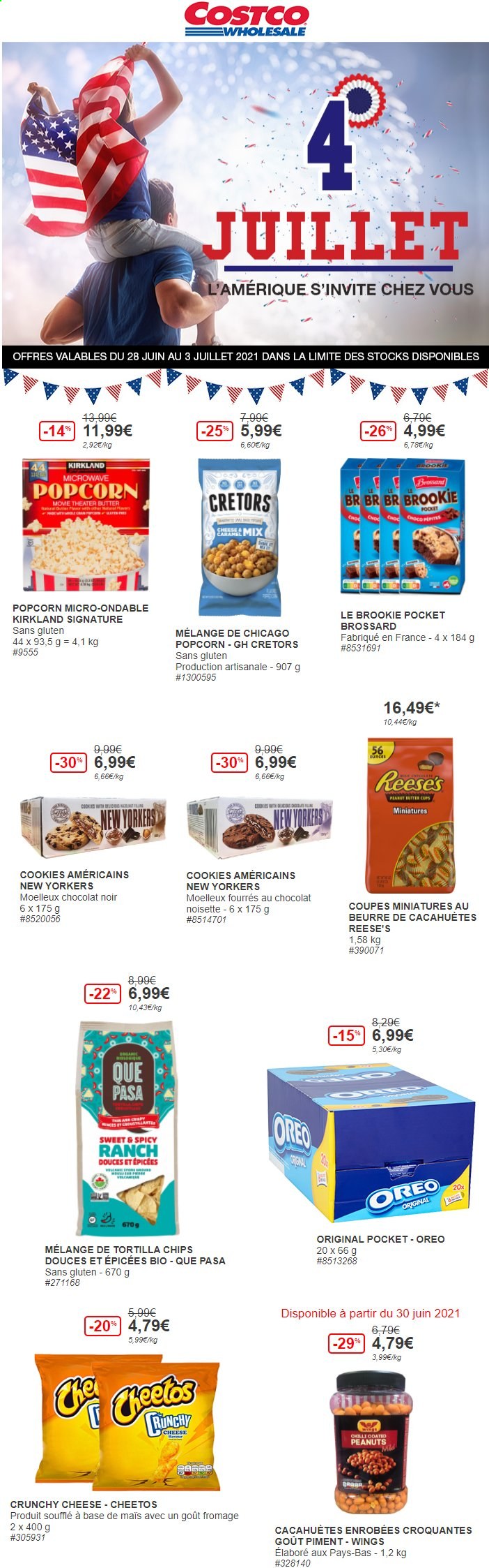 thumbnail - Catalogue Costco - 28/06/2021 - 03/07/2021 - Produits soldés - Oreo, chocolat noir, cookies, Brossard, popcorn, chips, tortilla chips. Page 1.