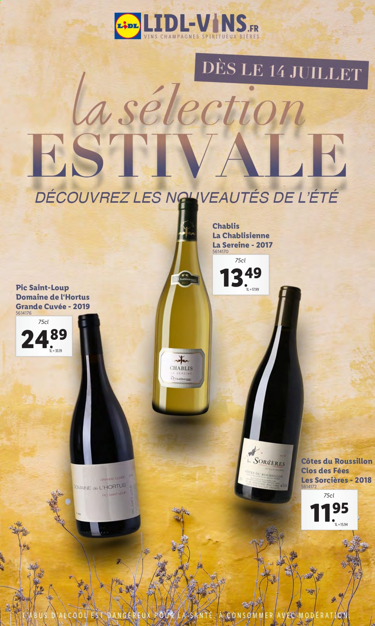thumbnail - Catalogue Lidl - 13/07/2021 - 20/07/2021 - Produits soldés - bière, alcool, Côtes du Roussillon, champagne, vin. Page 28.