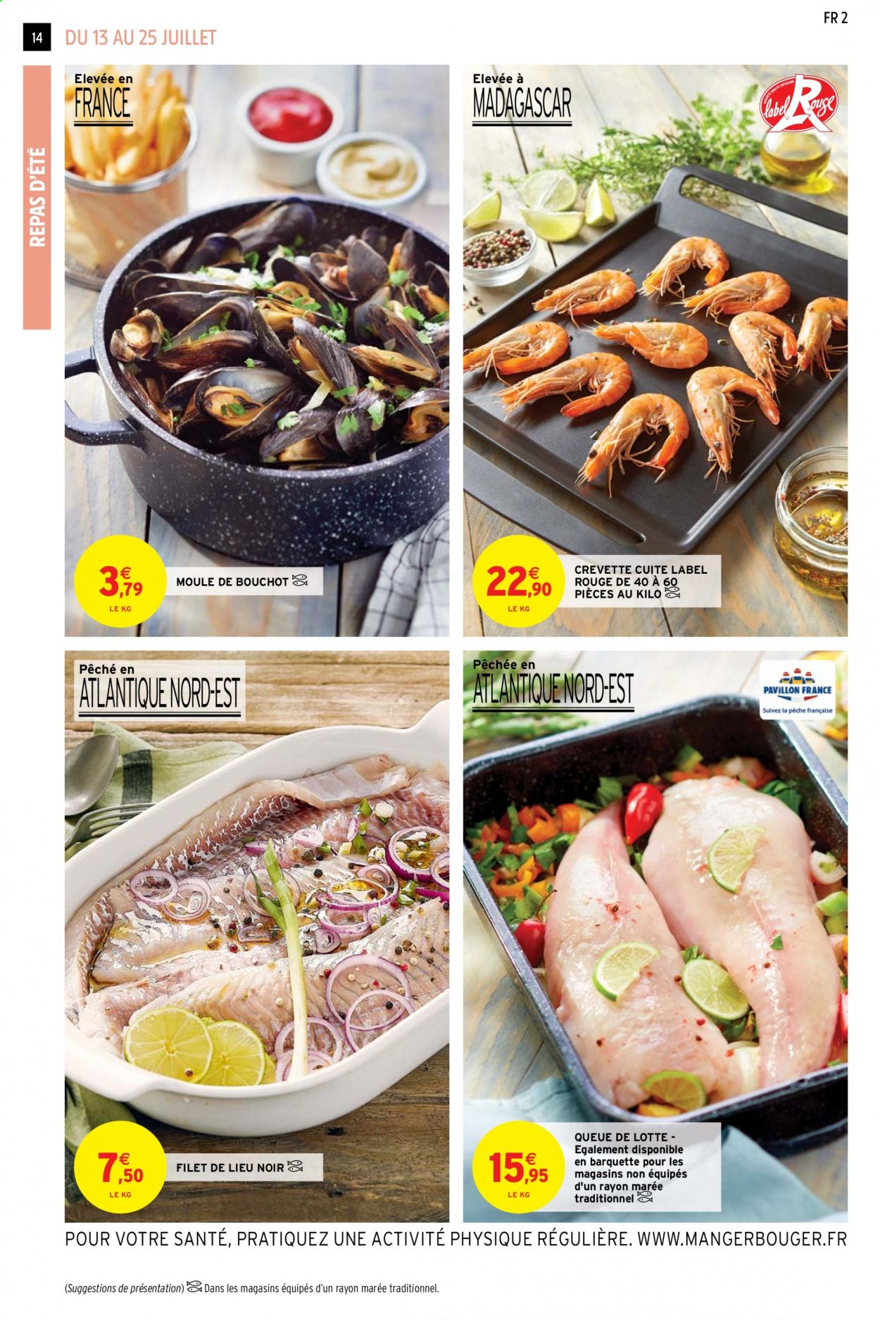 thumbnail - Catalogue Intermarché Super - 13/07/2021 - 25/07/2021 - Produits soldés - crevettes, queue de lotte, filet de lieu. Page 14.