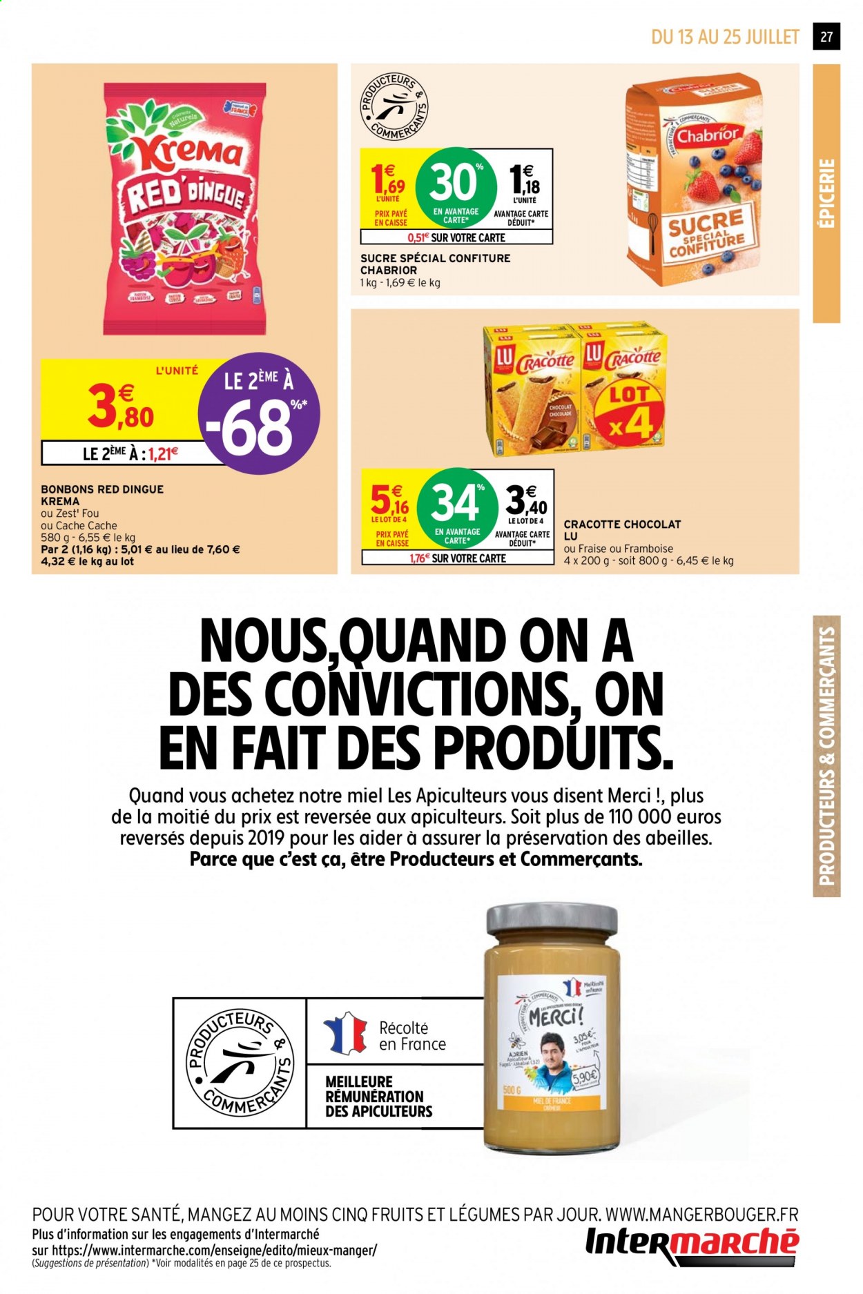 thumbnail - Catalogue Intermarché Contact - 13/07/2021 - 25/07/2021 - Produits soldés - bière, Zest, bonbons, LU, sucre, confiture, miel. Page 27.