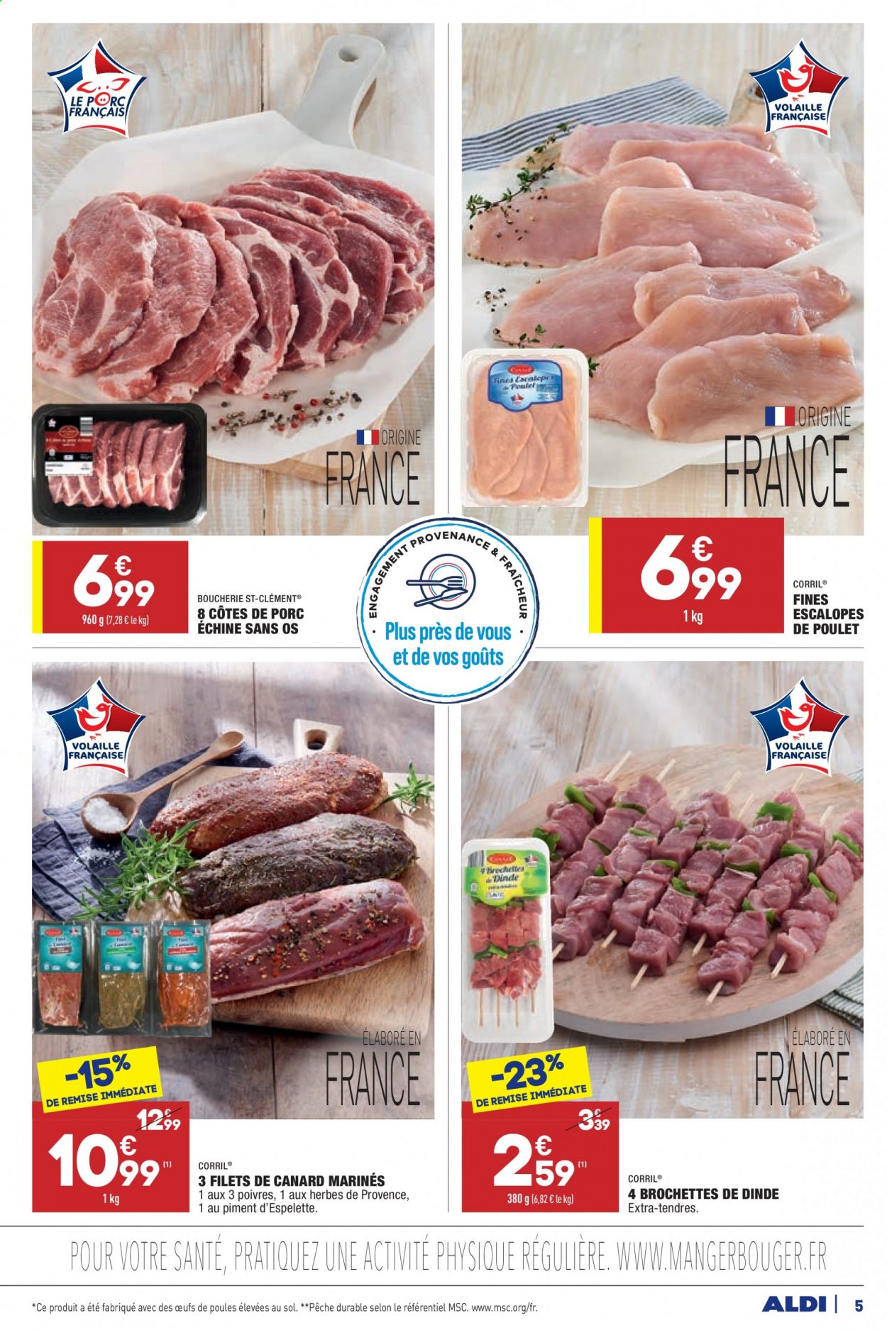 thumbnail - Catalogue ALDI - 20/07/2021 - 26/07/2021 - Produits soldés - côtes de porc, côtes de porc échine, escalope, viande de porc, filet de canard. Page 7.