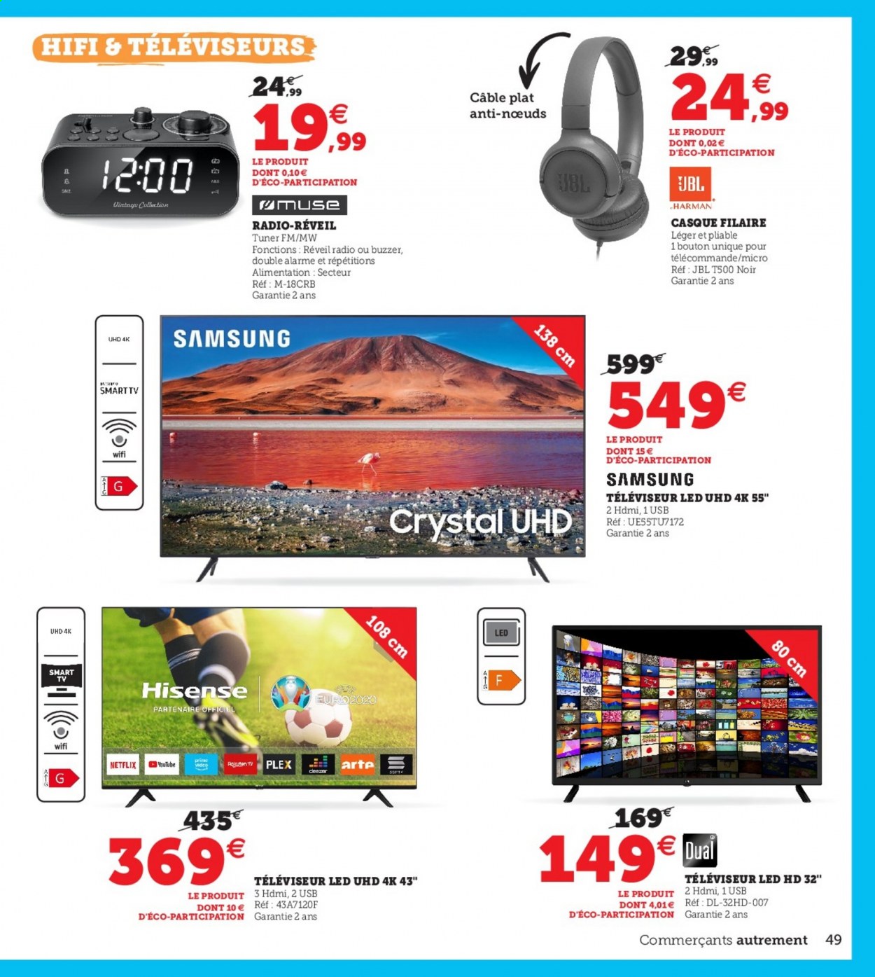 thumbnail - Catalogue HYPER U - 13/07/2021 - 31/07/2021 - Produits soldés - Samsung, Hisense, JBL, téléviseur, téléviseur LED, smart tv. Page 49.