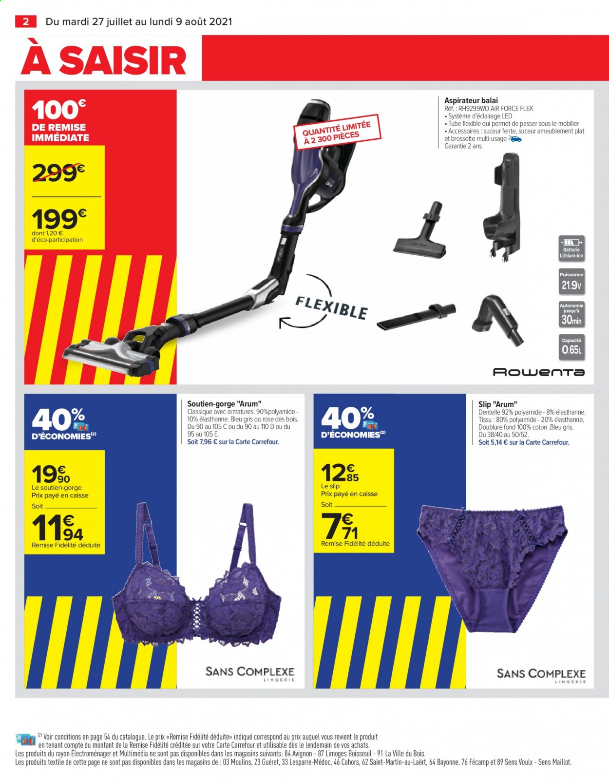thumbnail - Catalogue Carrefour Hypermarchés - 27/07/2021 - 09/08/2021 - Produits soldés - aspirateur, aspirateur balai, slip, soutien-gorge. Page 2.