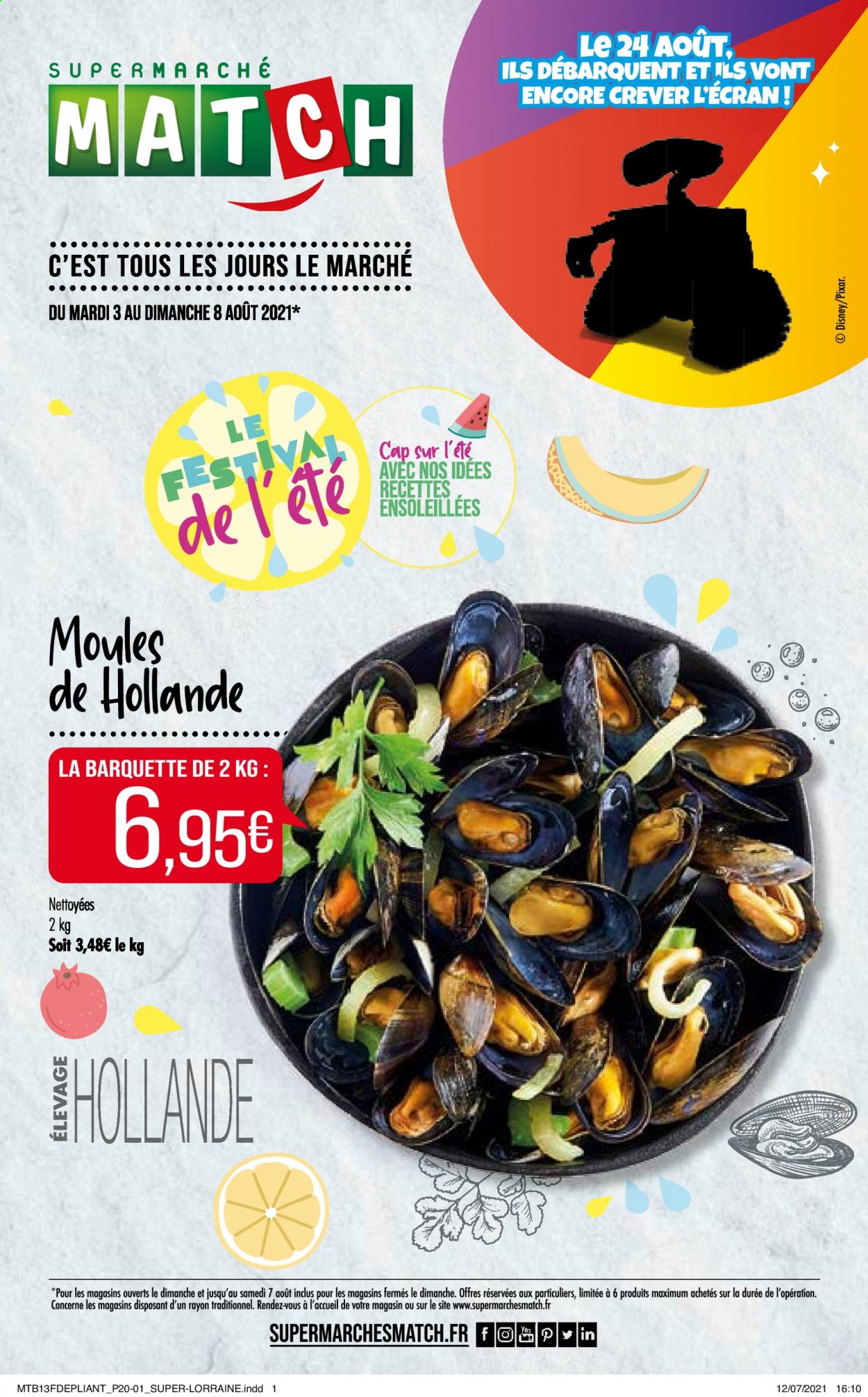 thumbnail - Catalogue Supermarché Match - 03/08/2021 - 08/08/2021 - Produits soldés - Disney, moules. Page 1.