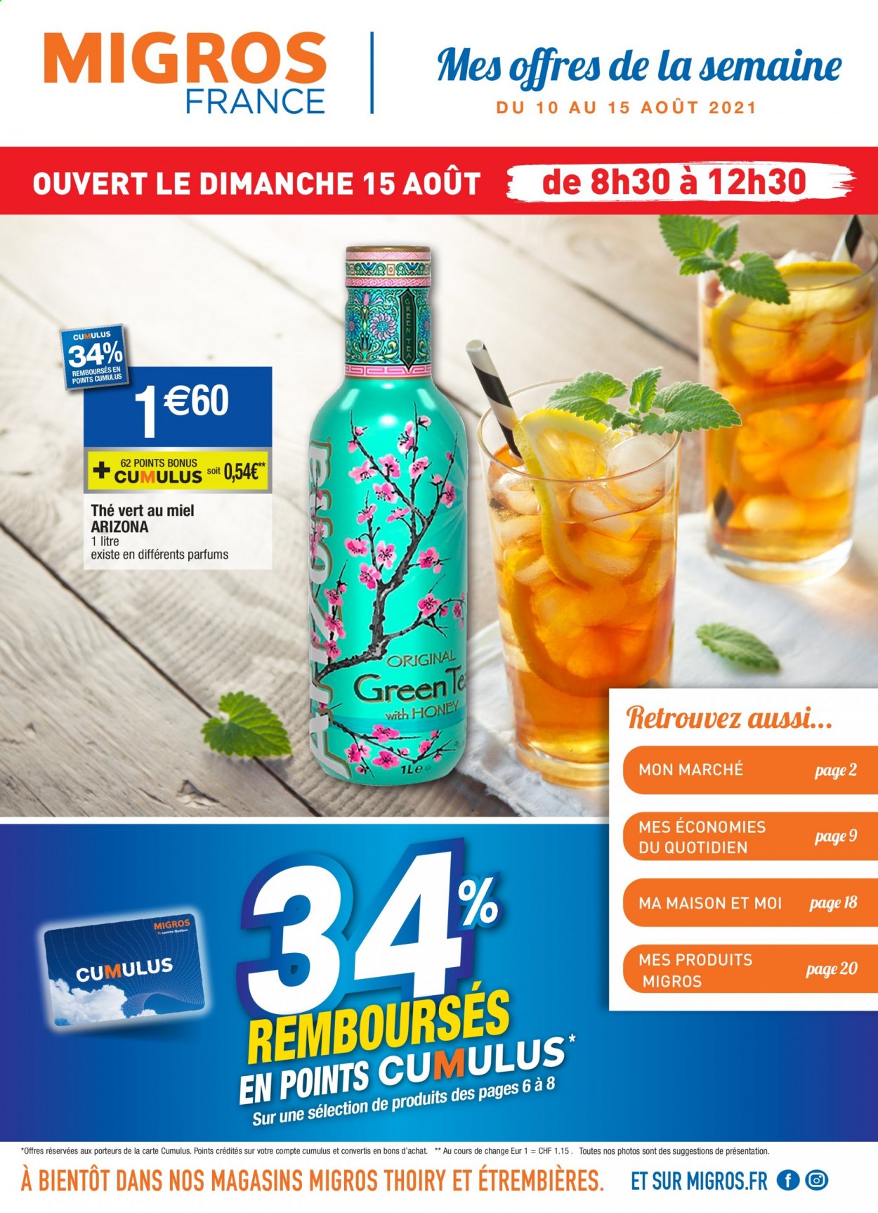 thumbnail - Catalogue Migros France - 10/08/2021 - 15/08/2021 - Produits soldés - thé, thé vert, maison. Page 1.