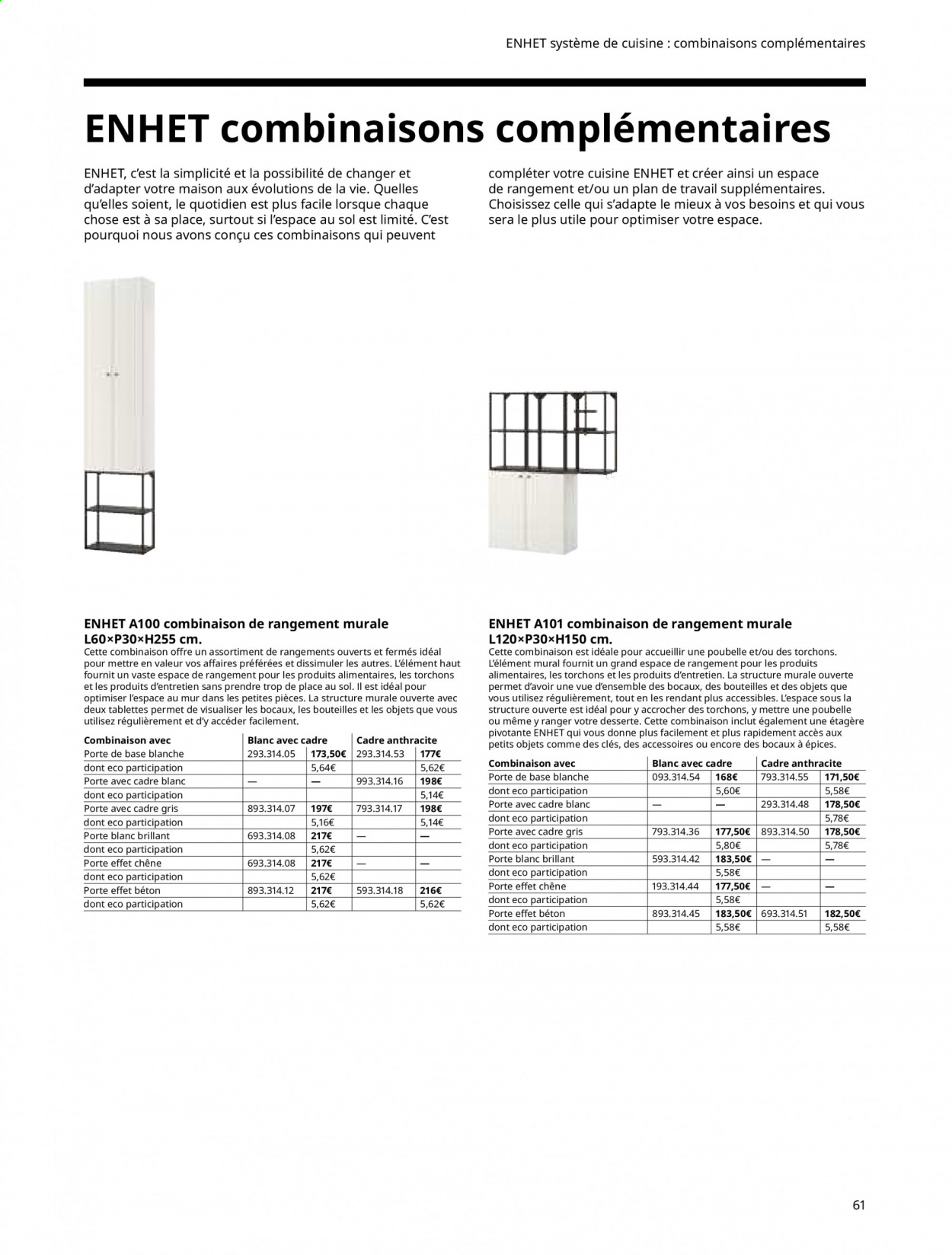 thumbnail - Catalogue IKEA - Produits soldés - plan de travail, bocal, élément haut, combinaison de rangement, maison. Page 61.