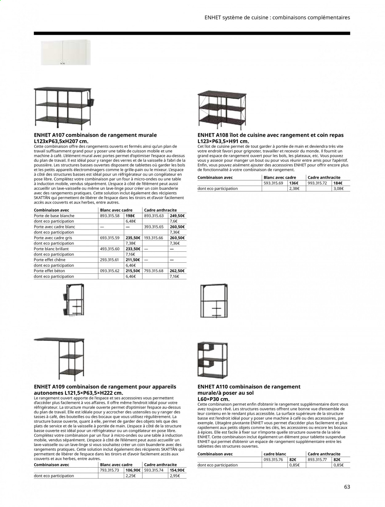 thumbnail - Catalogue IKEA - Produits soldés - plan de travail, four, étagère, combinaison de rangement. Page 63.