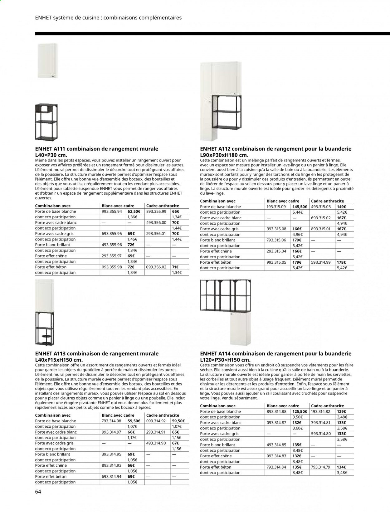 thumbnail - Catalogue IKEA - Produits soldés - corbeille à linge, bocal, combinaison de rangement. Page 64.