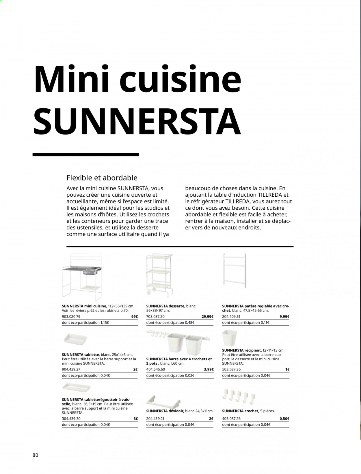 thumbnail - Catalogue IKEA - Produits soldés - table, conteneurs, égouttoir, desserte. Page 80.