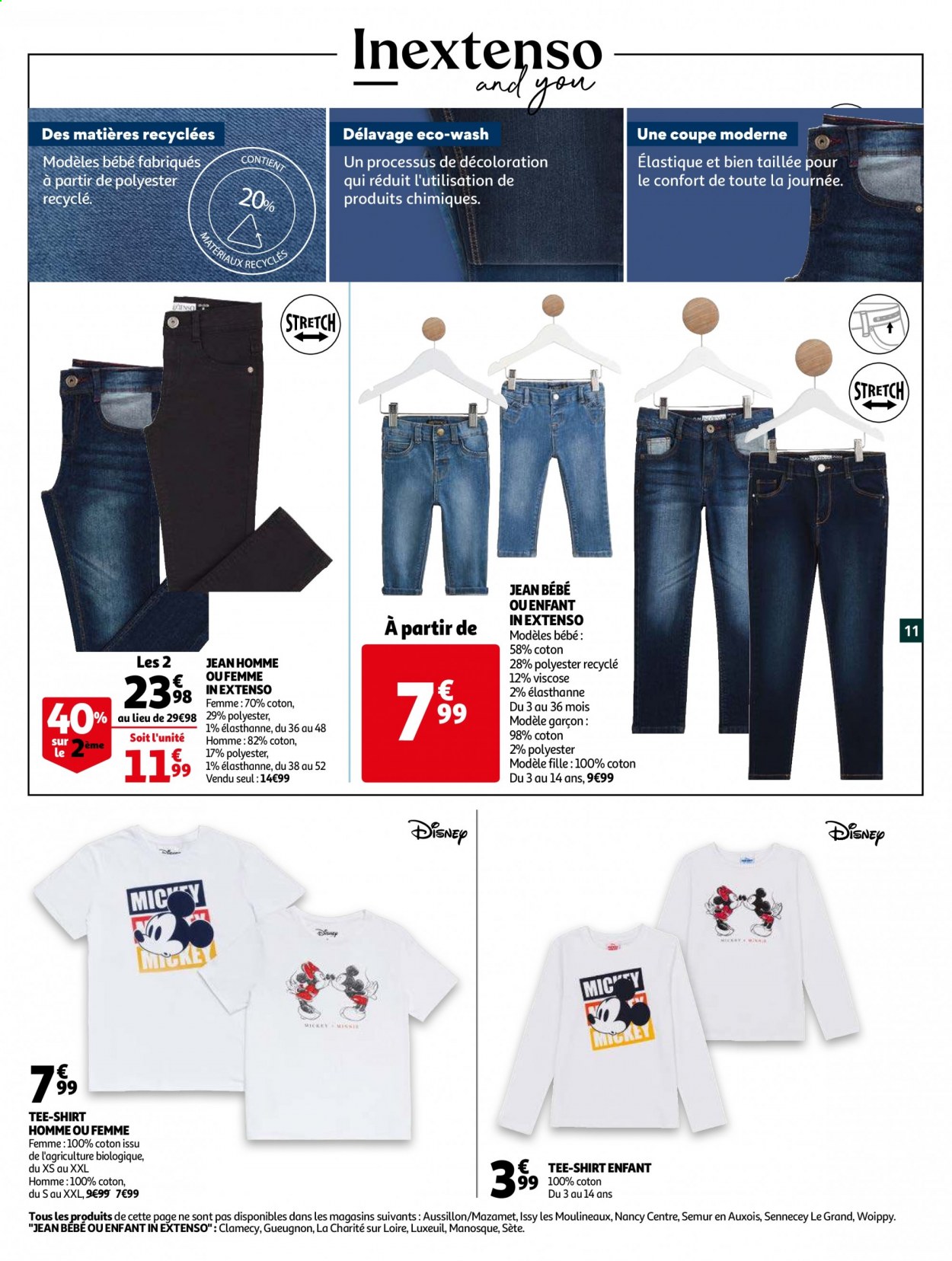 thumbnail - Catalogue Auchan - 18/08/2021 - 24/08/2021 - Produits soldés - pantalon en denim, jeans, t-shirt. Page 11.