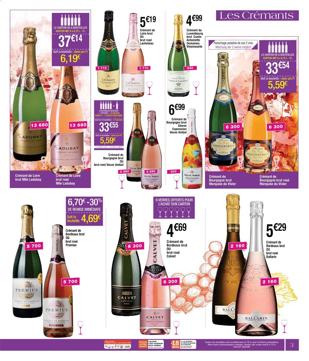thumbnail - Catalogue Cora - 13/08/2021 - 29/01/2022 - Produits soldés - Bordeaux, vin rouge, vin, Crémant de Bordeaux, Crémant de Bourgogne. Page 3.