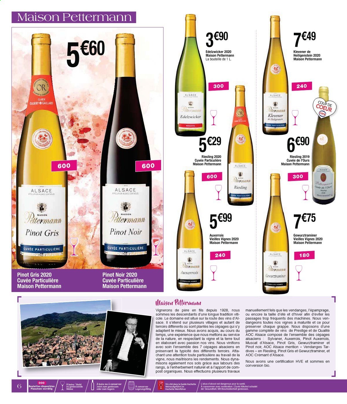 thumbnail - Catalogue Cora - 13/08/2021 - 29/01/2022 - Produits soldés - Crémant d’Alsace, champagne, vin blanc, Pinot Gris, Riesling, maison. Page 6.