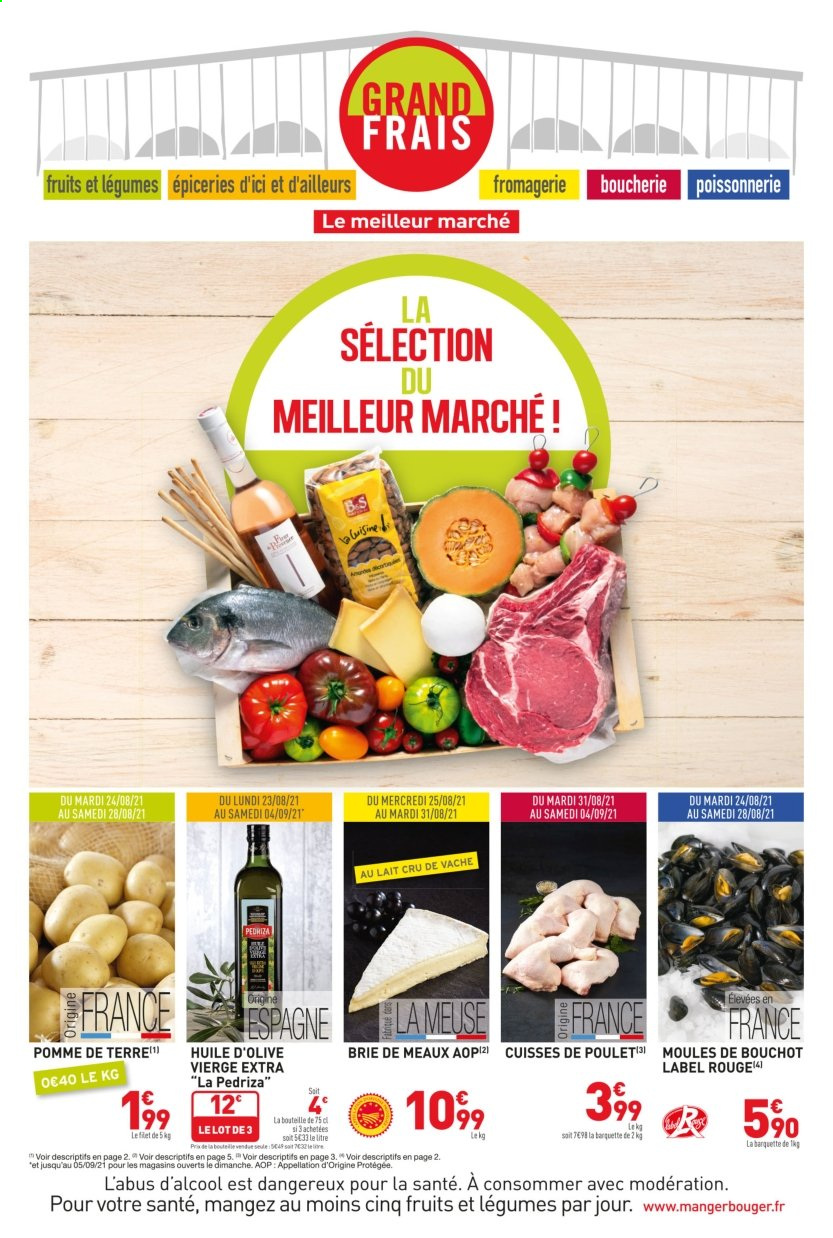 thumbnail - Catalogue Grand Frais - 25/08/2021 - 05/09/2021 - Produits soldés - pommes de terre, moules, Brie, huile, huile d'olive vierge extra, huile d'olive. Page 1.