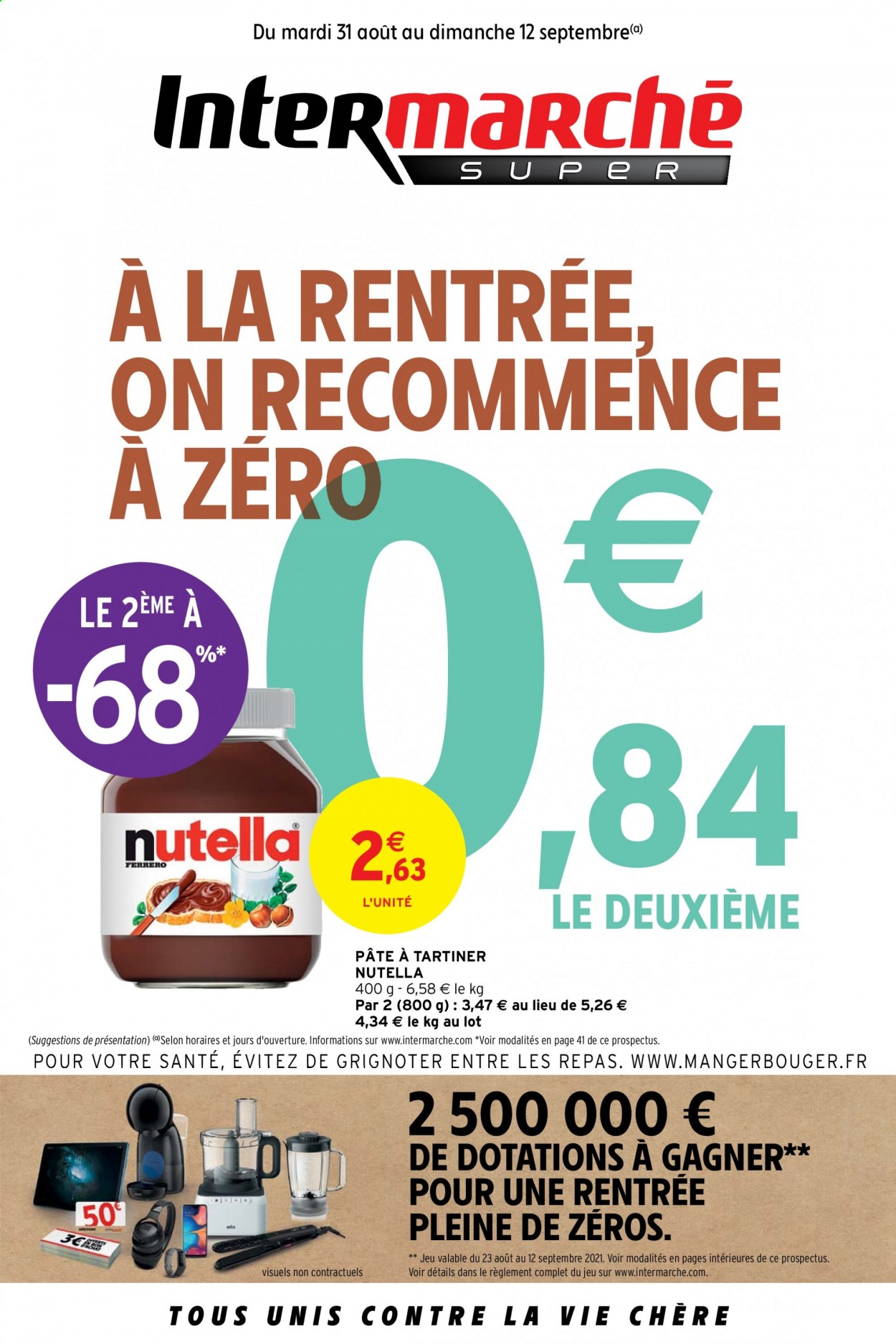 thumbnail - Catalogue Intermarché Super - 31/08/2021 - 12/09/2021 - Produits soldés - pâte à tartiner, Nutella. Page 1.