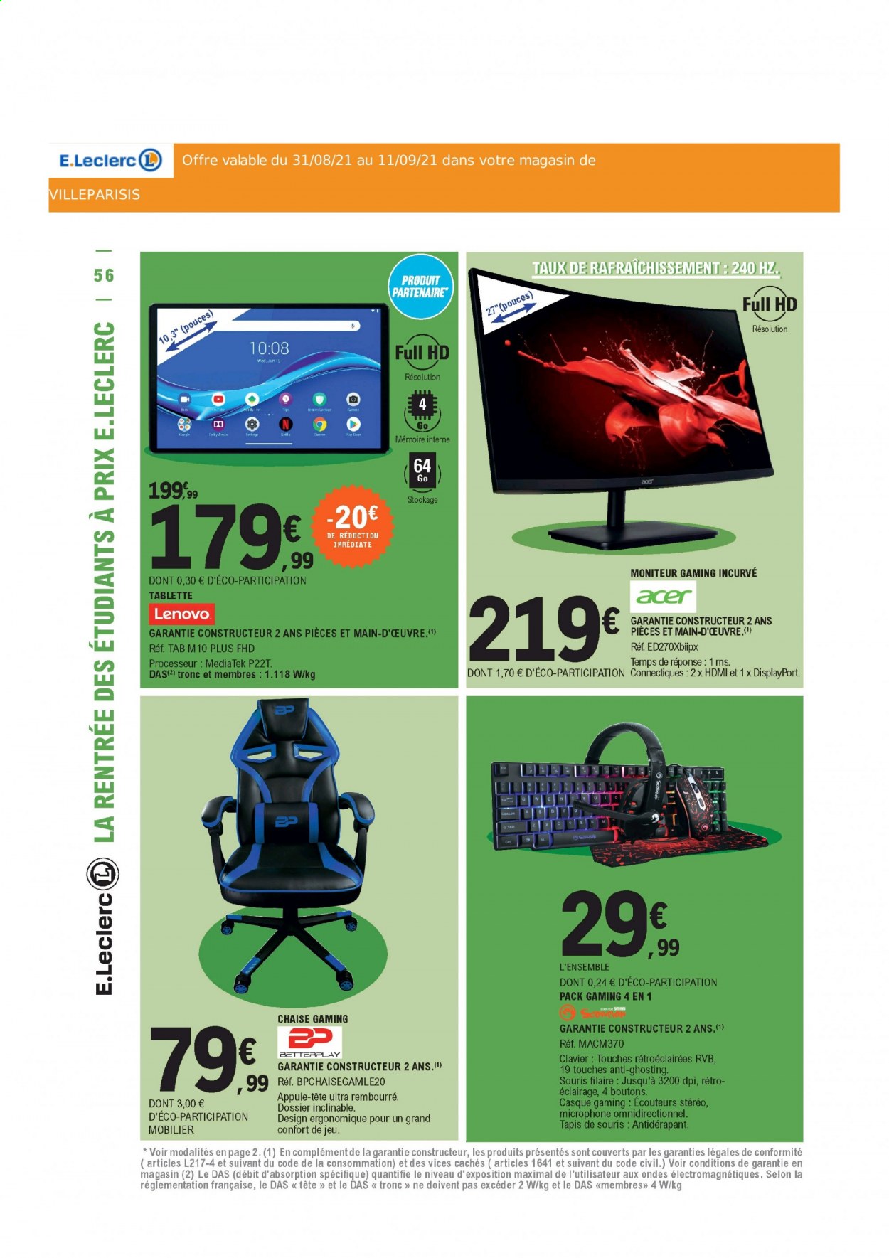 Catalogue E.Leclerc - 31/08/2021 - 11/09/2021. Page 56