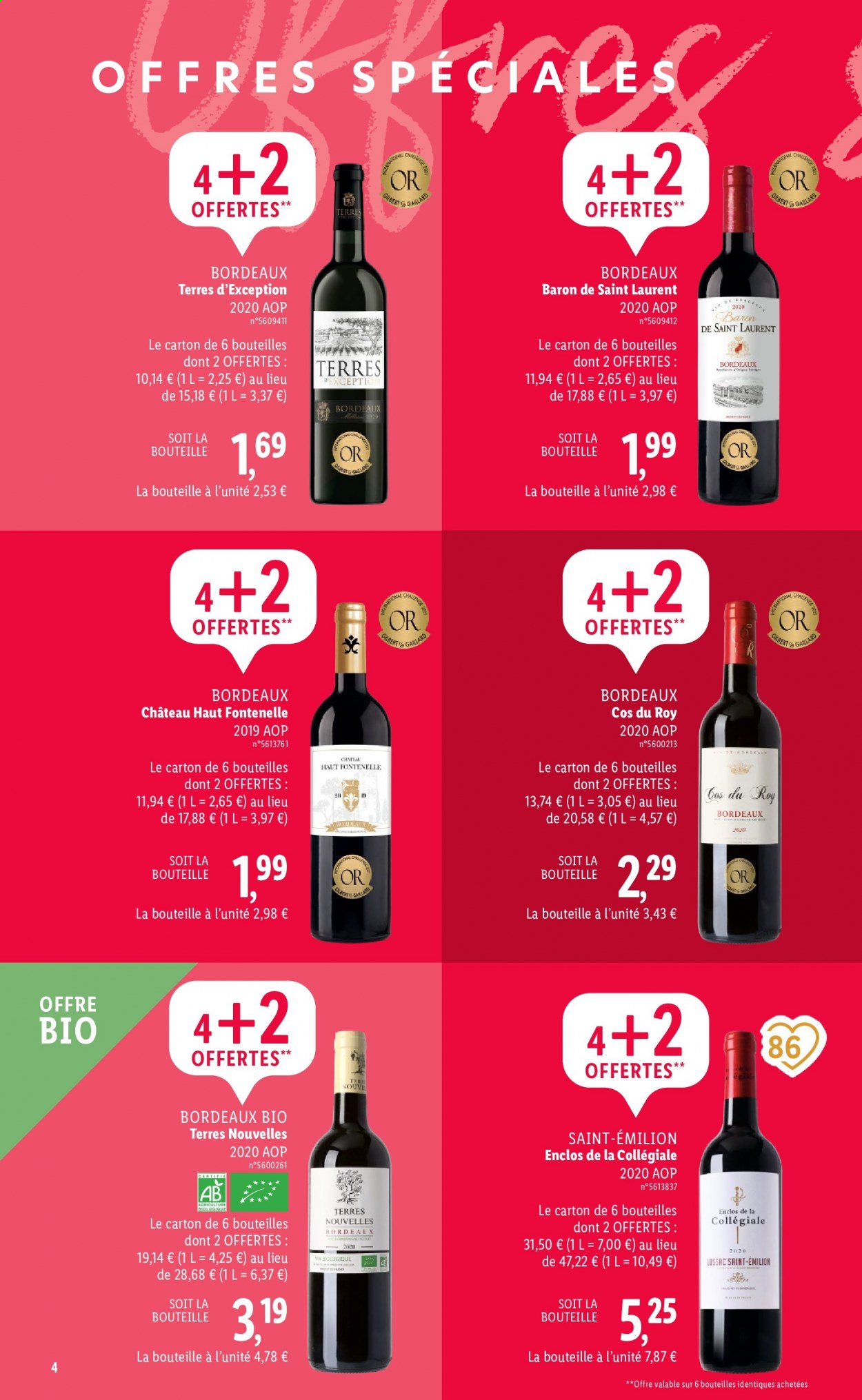 thumbnail - Catalogue Lidl - Produits soldés - Bordeaux, vin rouge, vin. Page 4.