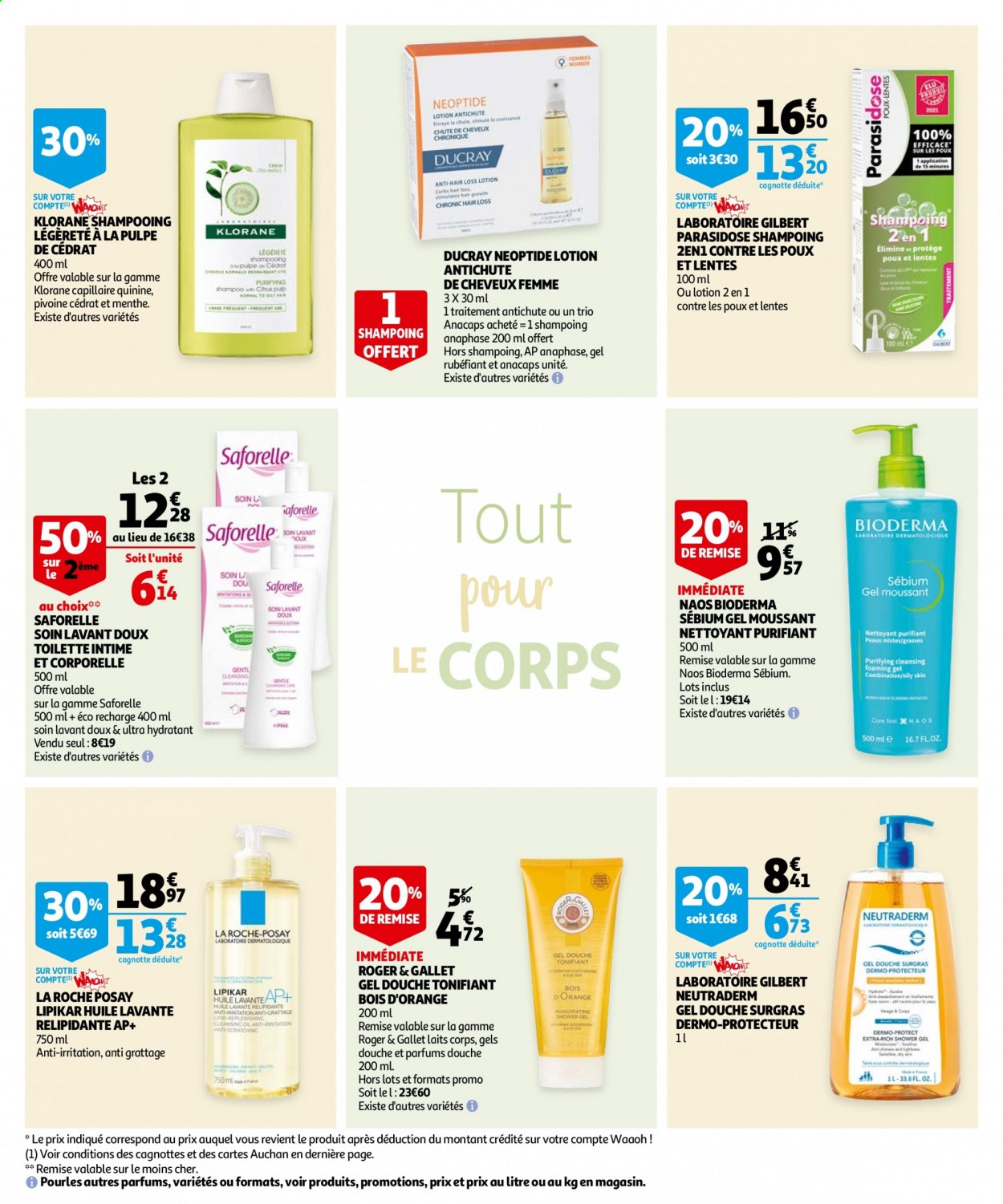 thumbnail - Catalogue Auchan - 01/09/2021 - 21/09/2021 - Produits soldés - menthe, huile, Gilbert, Bioderma, Saforelle, gel douche, shampooing, soin intime, Ducray, La Roche-Posay, Roger & Gallet, Klorane, pivoine. Page 2.