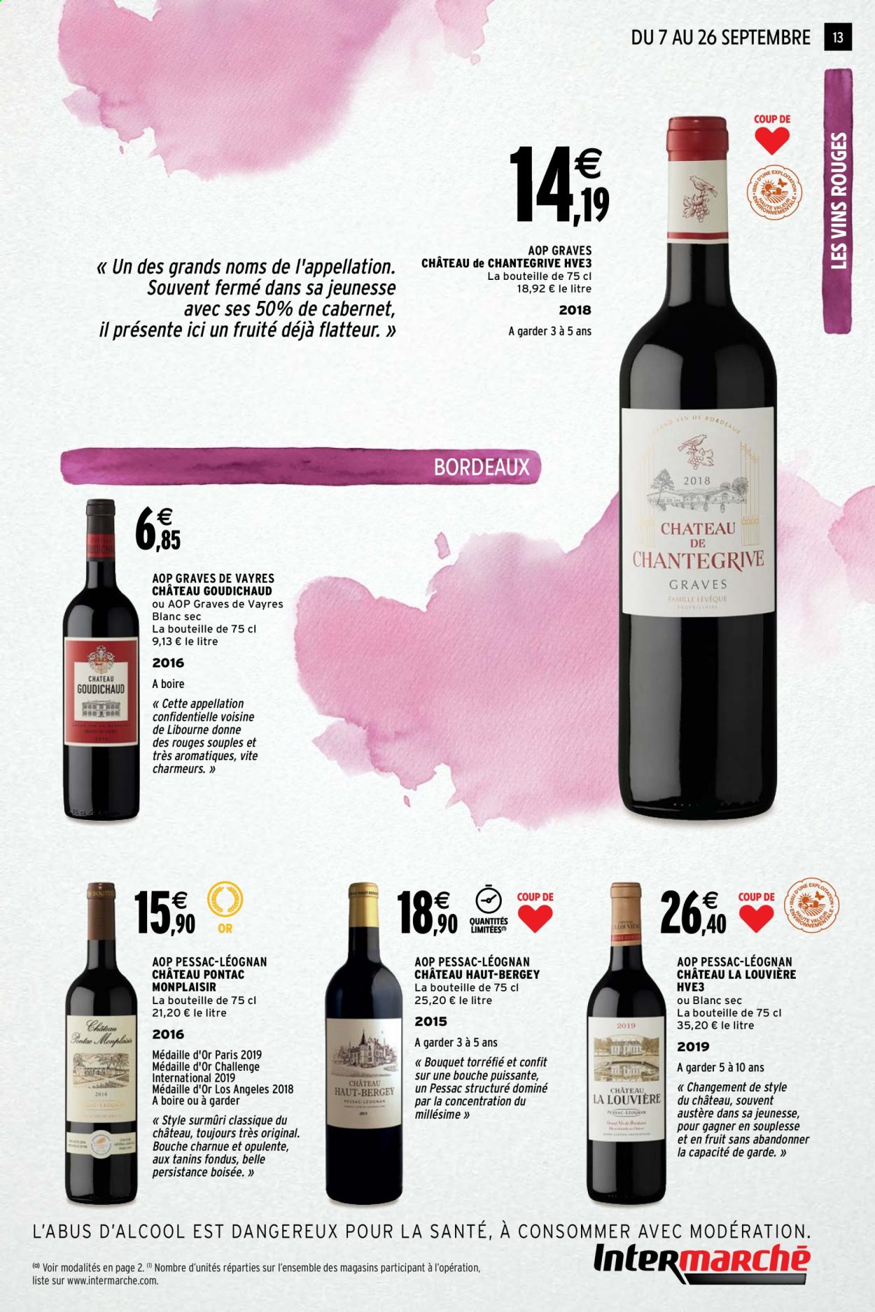 thumbnail - Catalogue Intermarché - 07/09/2021 - 26/09/2021 - Produits soldés - Bordeaux, vin rouge. Page 13.