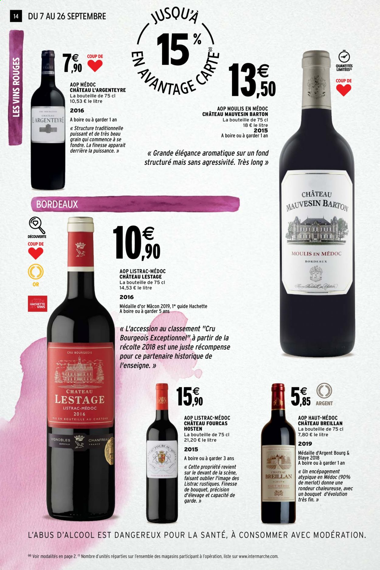 thumbnail - Catalogue Intermarché - 07/09/2021 - 26/09/2021 - Produits soldés - Bordeaux, vin rouge. Page 14.