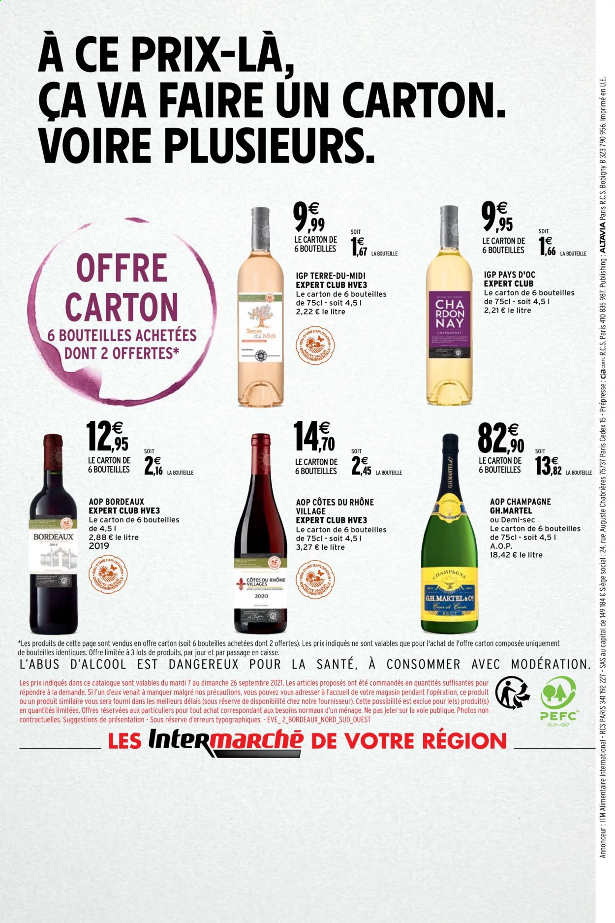 thumbnail - Catalogue Intermarché - 07/09/2021 - 26/09/2021 - Produits soldés - Bordeaux, Côtes du Rhône, champagne, vin rouge, vin. Page 40.