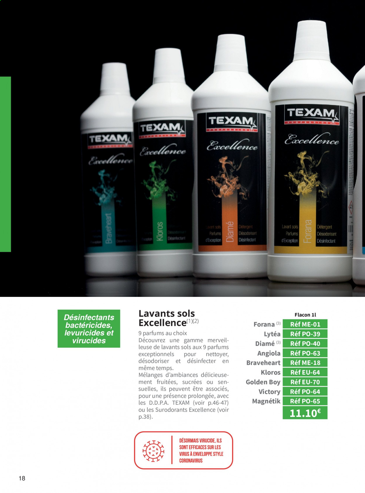 thumbnail - Catalogue TEXAM - Produits soldés - détergent, désinfection, desodorisant. Page 18.