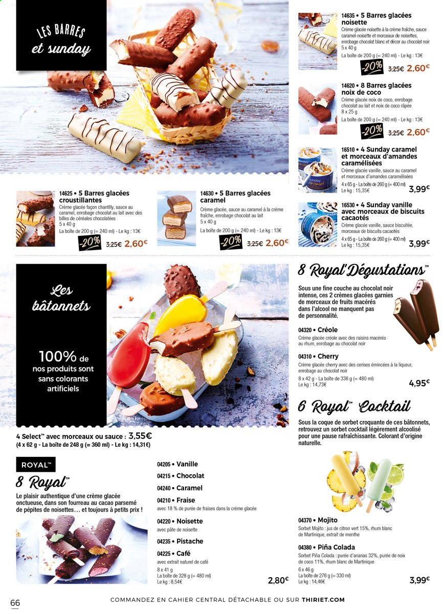 thumbnail - Catalogue Thiriet - 03/09/2021 - 28/09/2021 - Produits soldés - glace, sorbet, biscuits, raisins, pistache, liqueur. Page 66.