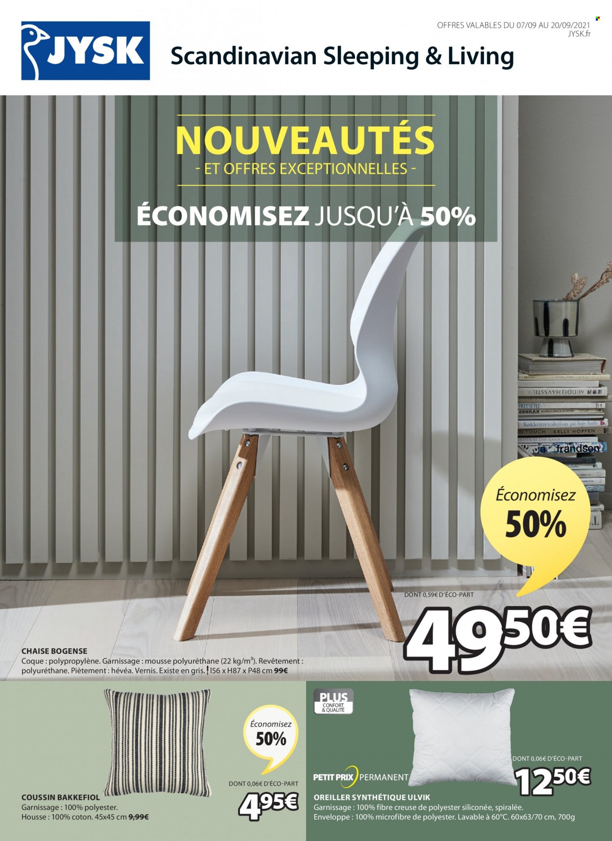 thumbnail - Catalogue JYSK - 07/09/2021 - 20/09/2021 - Produits soldés - chaise, coussin, oreiller. Page 1.