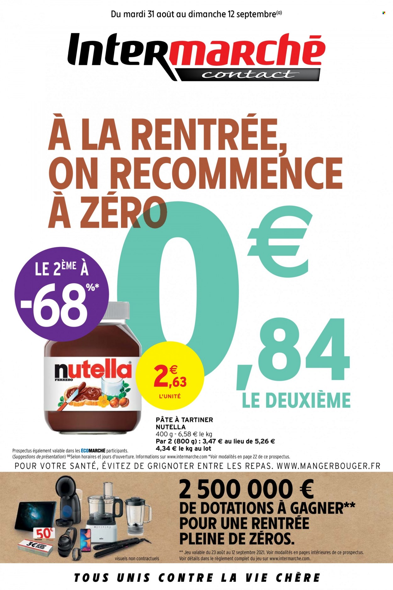 thumbnail - Catalogue Intermarché Contact - 31/08/2021 - 12/09/2021 - Produits soldés - pâte à tartiner, Nutella. Page 1.