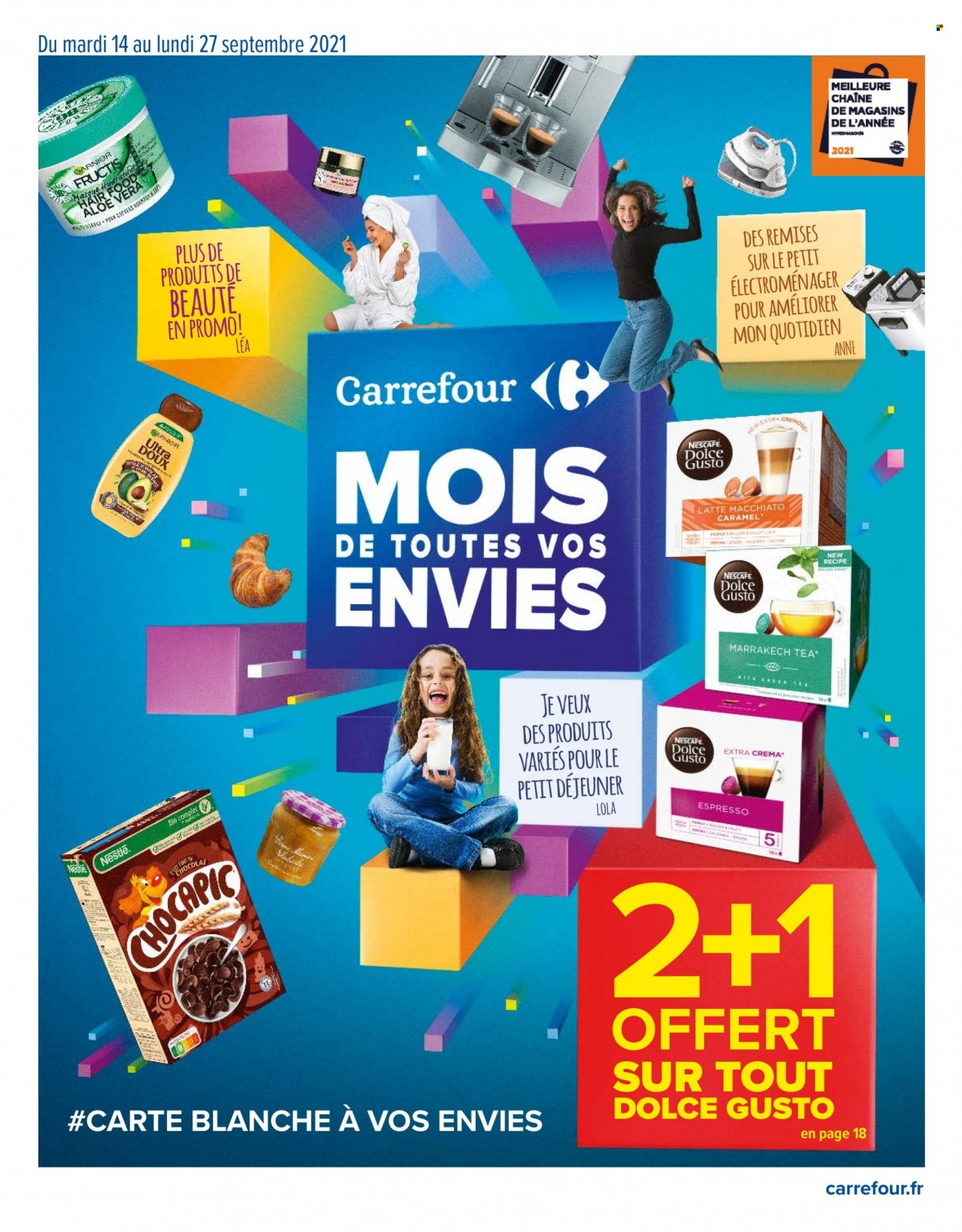 thumbnail - Catalogue Carrefour Hypermarchés - 14/09/2021 - 27/09/2021 - Produits soldés - Nestlé, Nescafé Dolce Gusto, Fructis. Page 1.