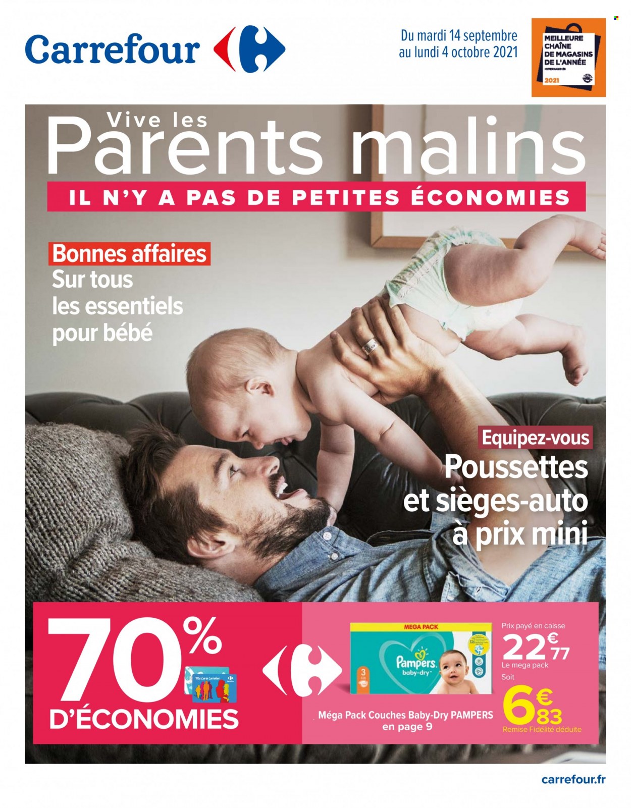 thumbnail - Catalogue Carrefour Hypermarchés - 14/09/2021 - 04/10/2021 - Produits soldés - Pampers, couches. Page 1.