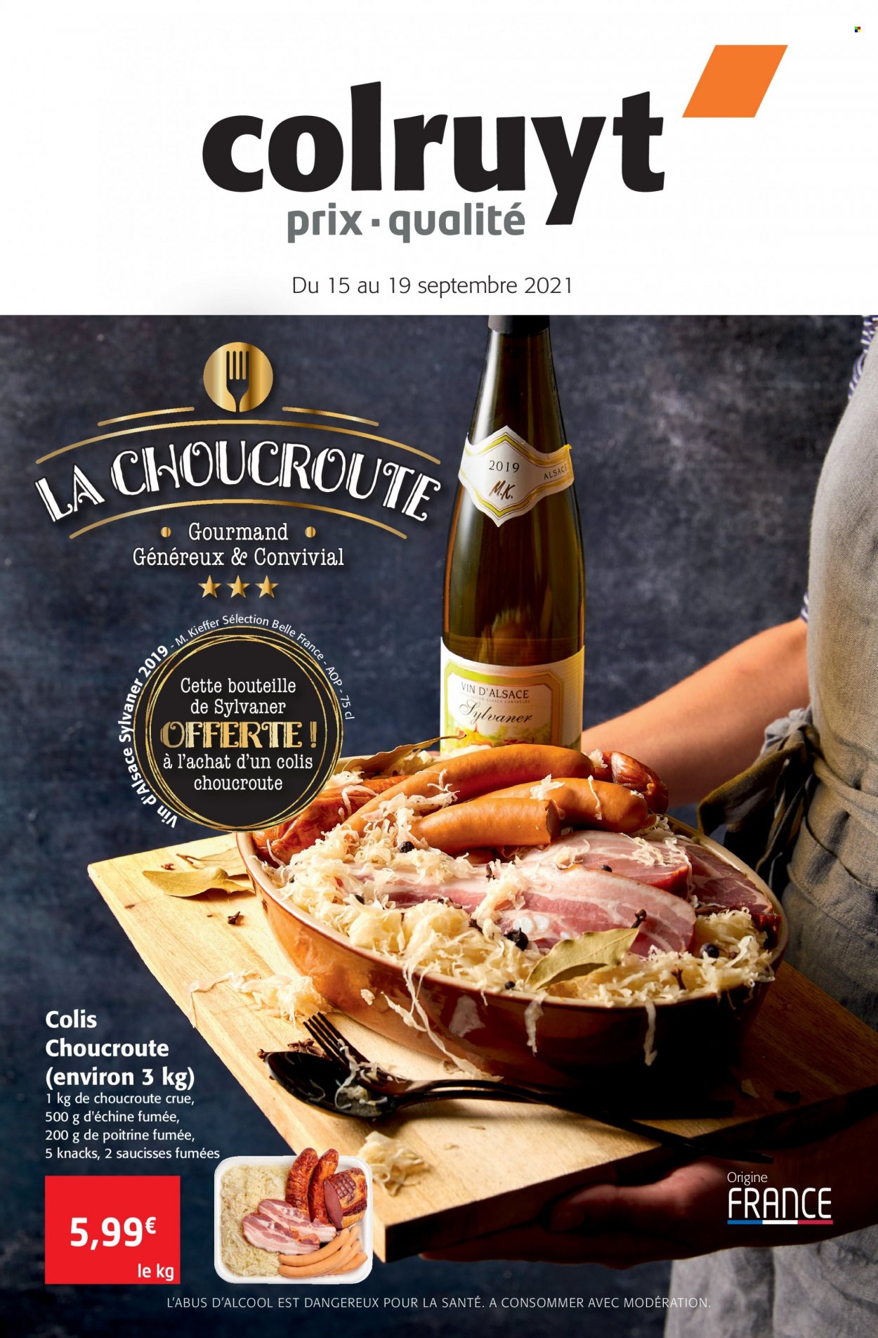 thumbnail - Catalogue Colruyt - 15/09/2021 - 19/09/2021 - Produits soldés - Belle France, vin blanc, vin d’Alsace, vin. Page 1.