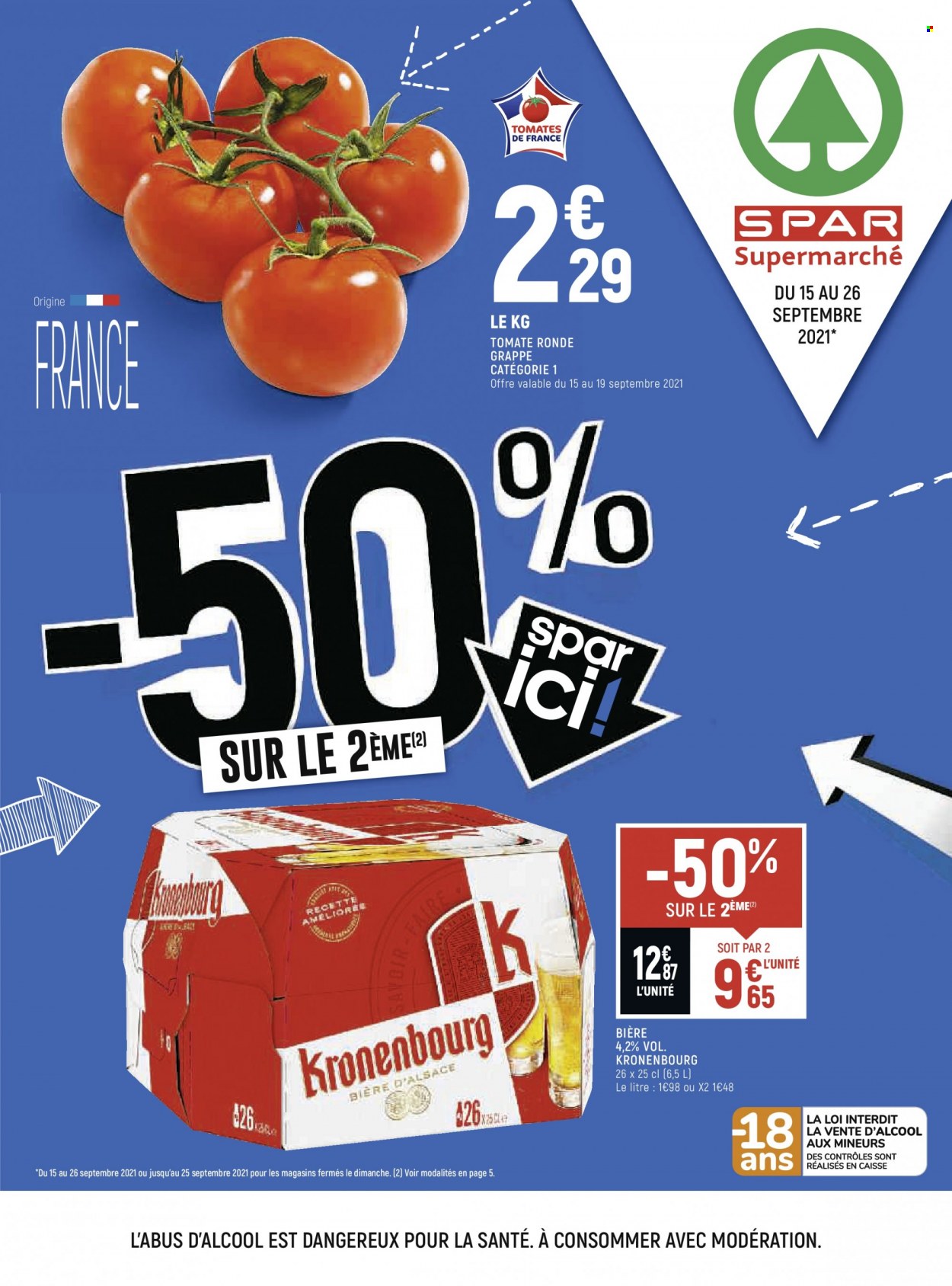 thumbnail - Catalogue Spar Supermarché - 15/09/2021 - 26/09/2021 - Produits soldés - tomates. Page 1.