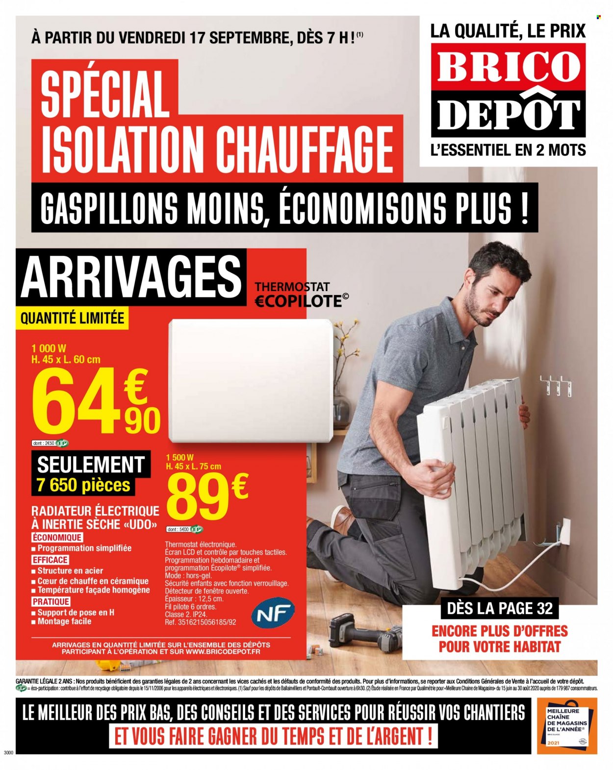 thumbnail - Catalogue Brico Dépôt - 17/09/2021 - 07/10/2021 - Produits soldés - radiateur. Page 1.