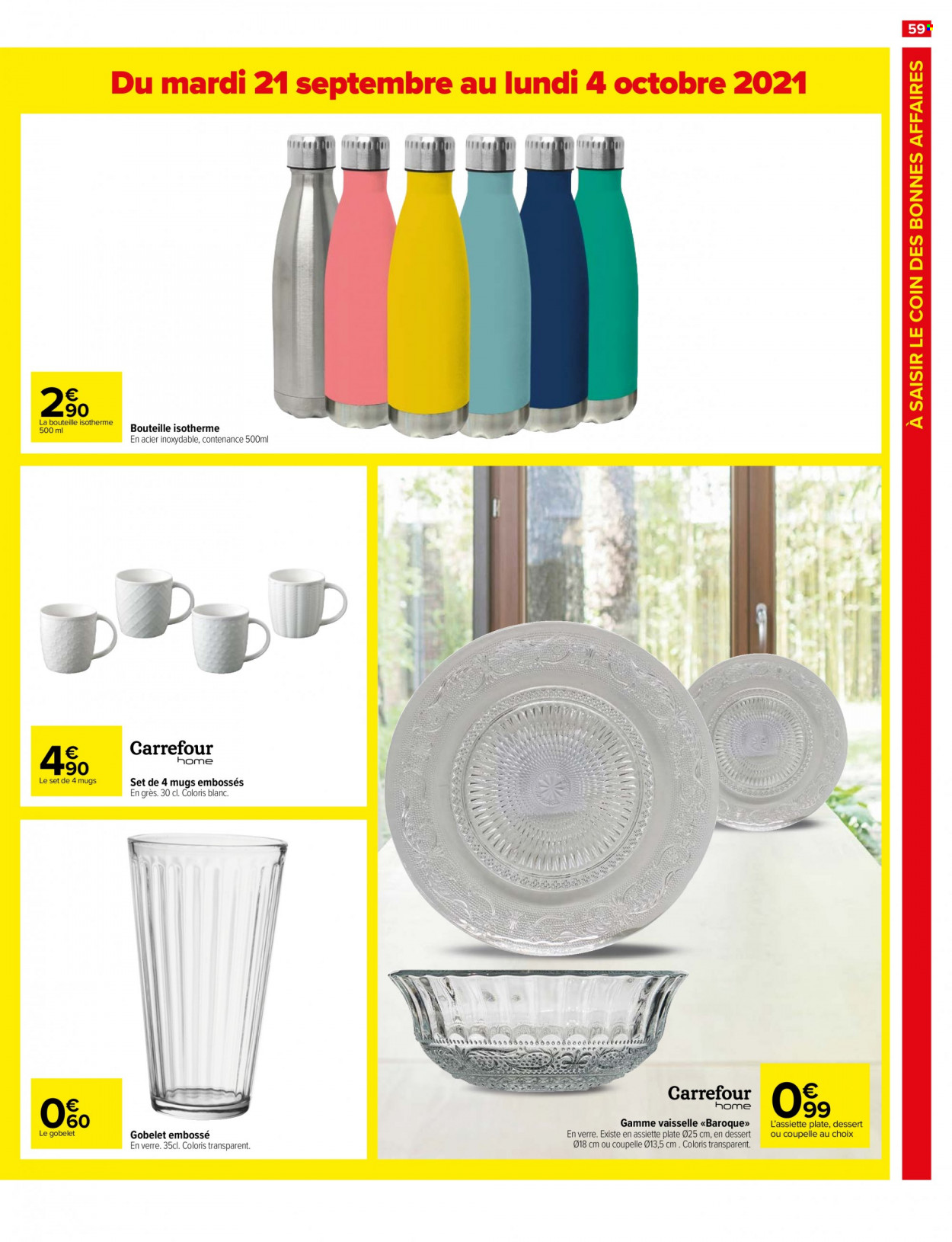 thumbnail - Catalogue Carrefour Hypermarchés - 21/09/2021 - 27/09/2021 - Produits soldés - mug, verre, coupelle, bouteille isotherme. Page 65.