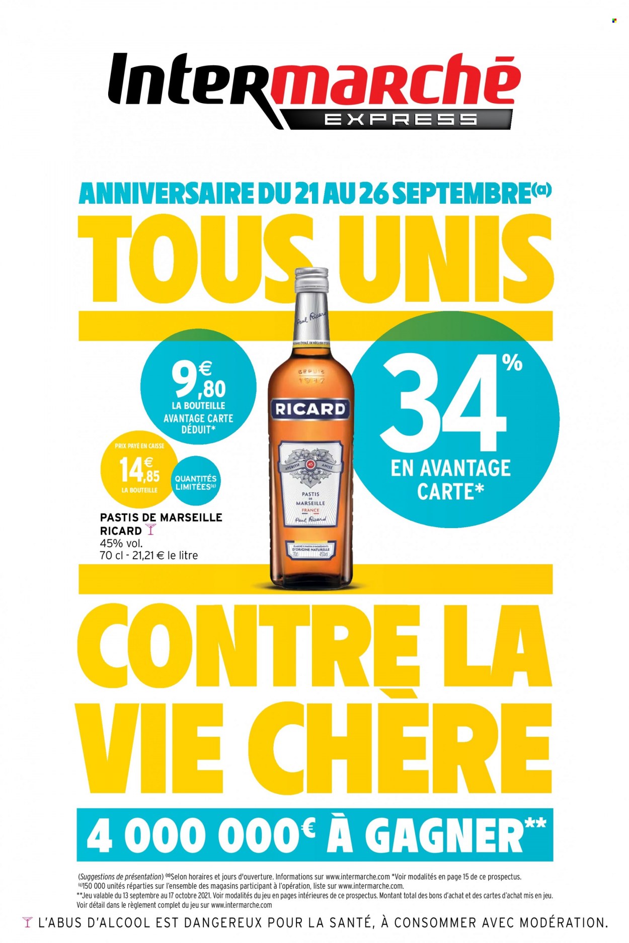 thumbnail - Catalogue Intermarché Express - 21/09/2021 - 26/09/2021 - Produits soldés - pastis. Page 1.