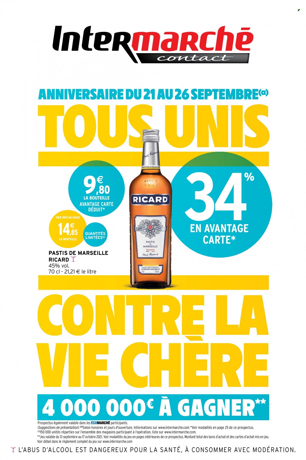 thumbnail - Catalogue Intermarché Contact - 21/09/2021 - 26/09/2021 - Produits soldés - pastis. Page 1.