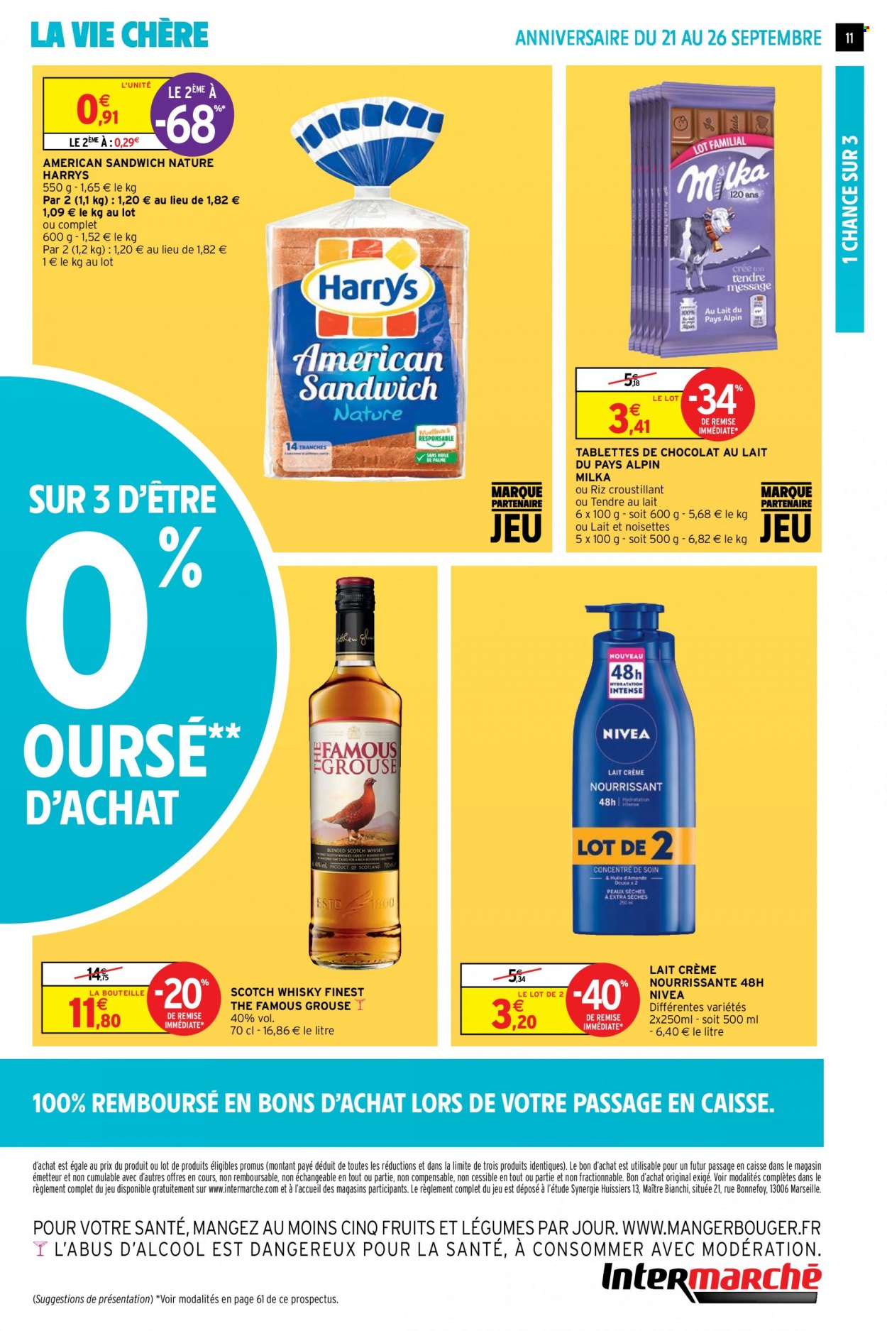 thumbnail - Catalogue Intermarché Super - 21/09/2021 - 26/09/2021 - Produits soldés - Nivea, Milka, chocolat, whisky. Page 11.