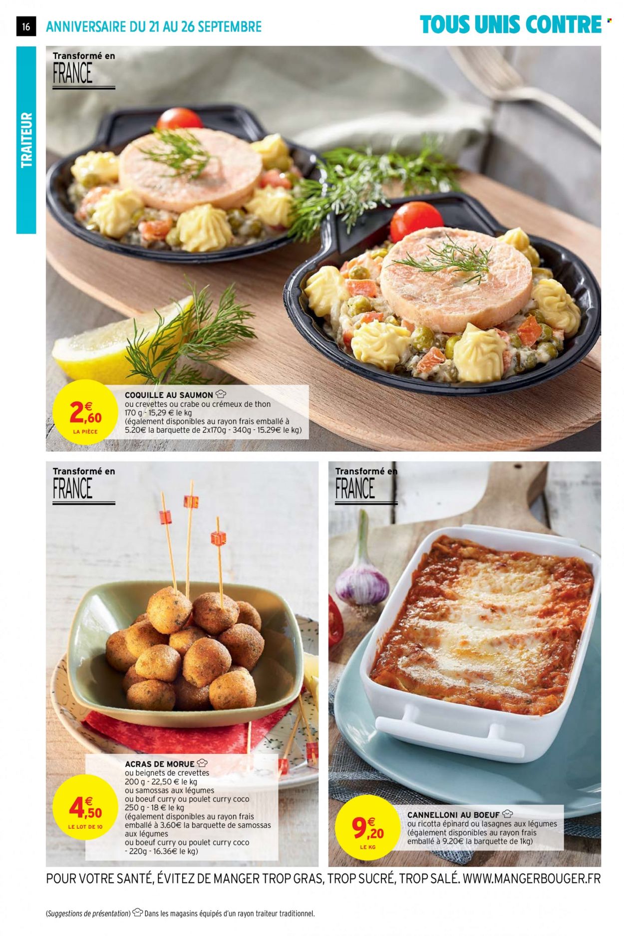 thumbnail - Catalogue Intermarché Super - 21/09/2021 - 26/09/2021 - Produits soldés - crabe, thon, morue, lasagnes. Page 16.