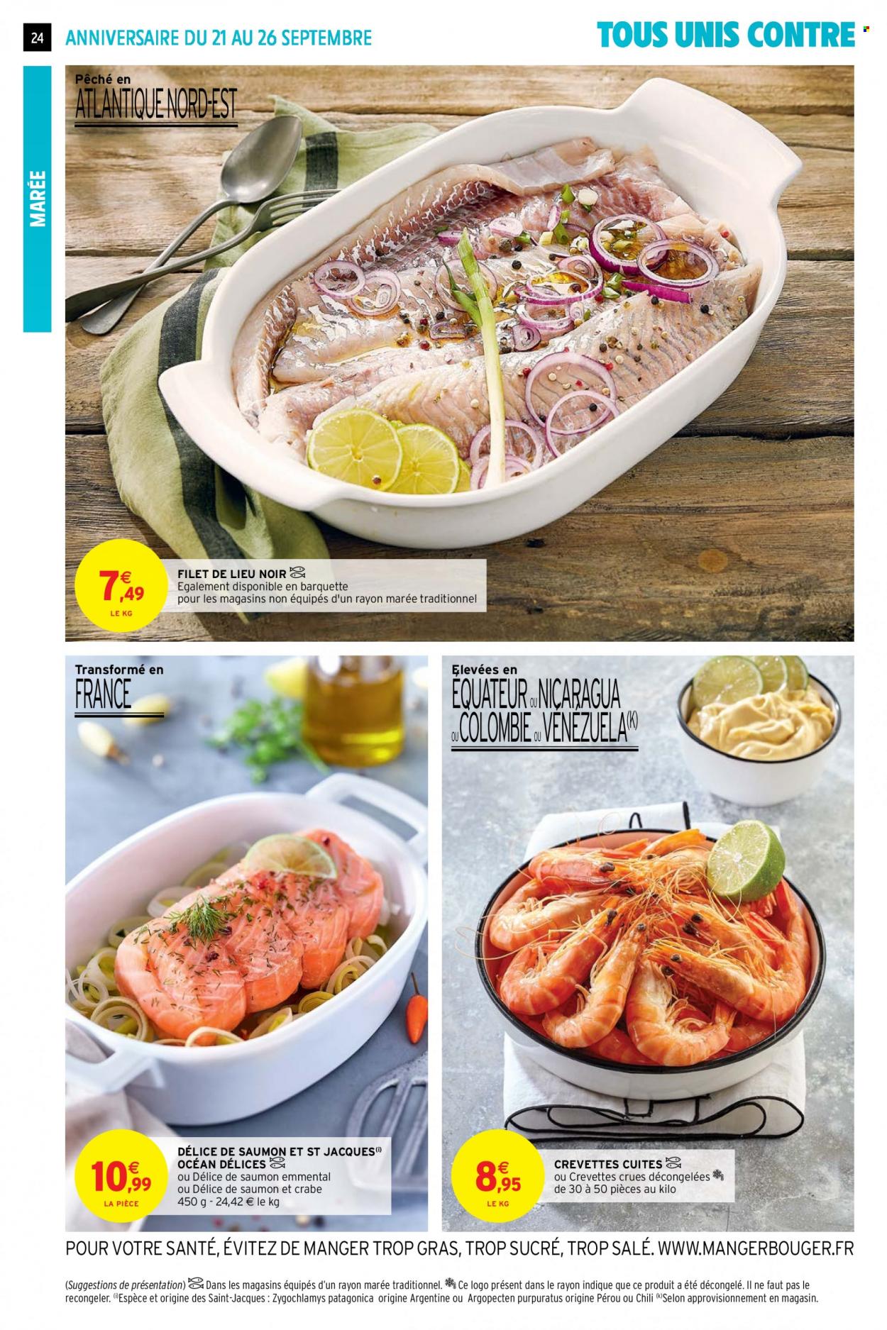 thumbnail - Catalogue Intermarché Super - 21/09/2021 - 26/09/2021 - Produits soldés - saumon, crabe, filet de lieu. Page 24.