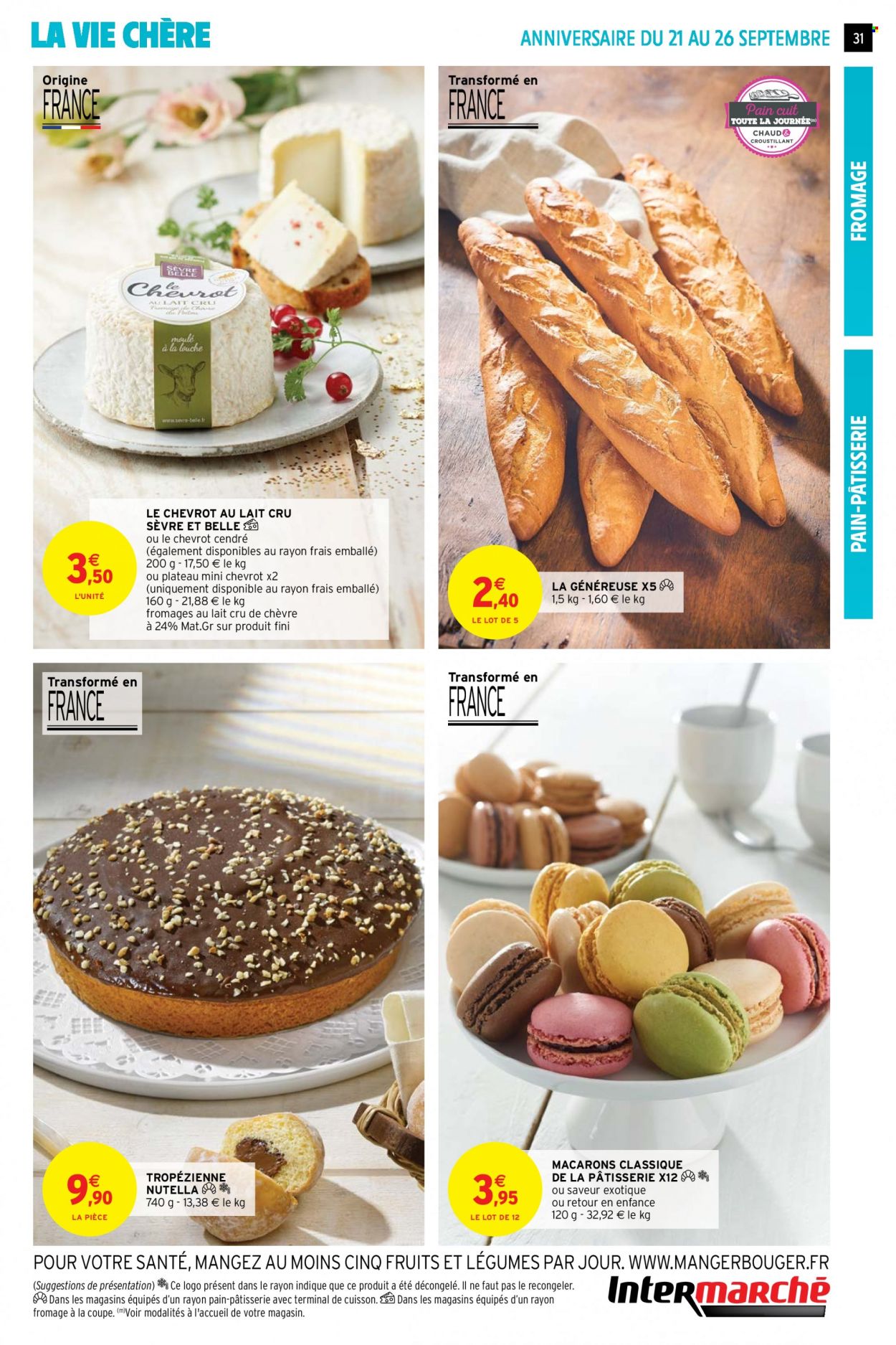 thumbnail - Catalogue Intermarché Hyper - 21/09/2021 - 26/09/2021 - Produits soldés - macarons, tropézienne, fromage, Nutella. Page 31.