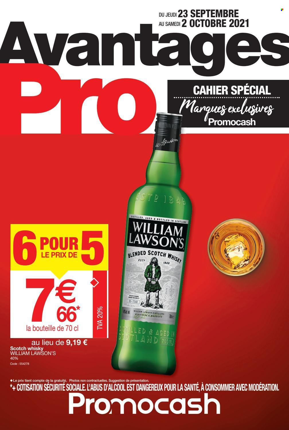 thumbnail - Catalogue Promocash - 23/09/2021 - 02/10/2021 - Produits soldés - whisky, William Lawson's. Page 1.