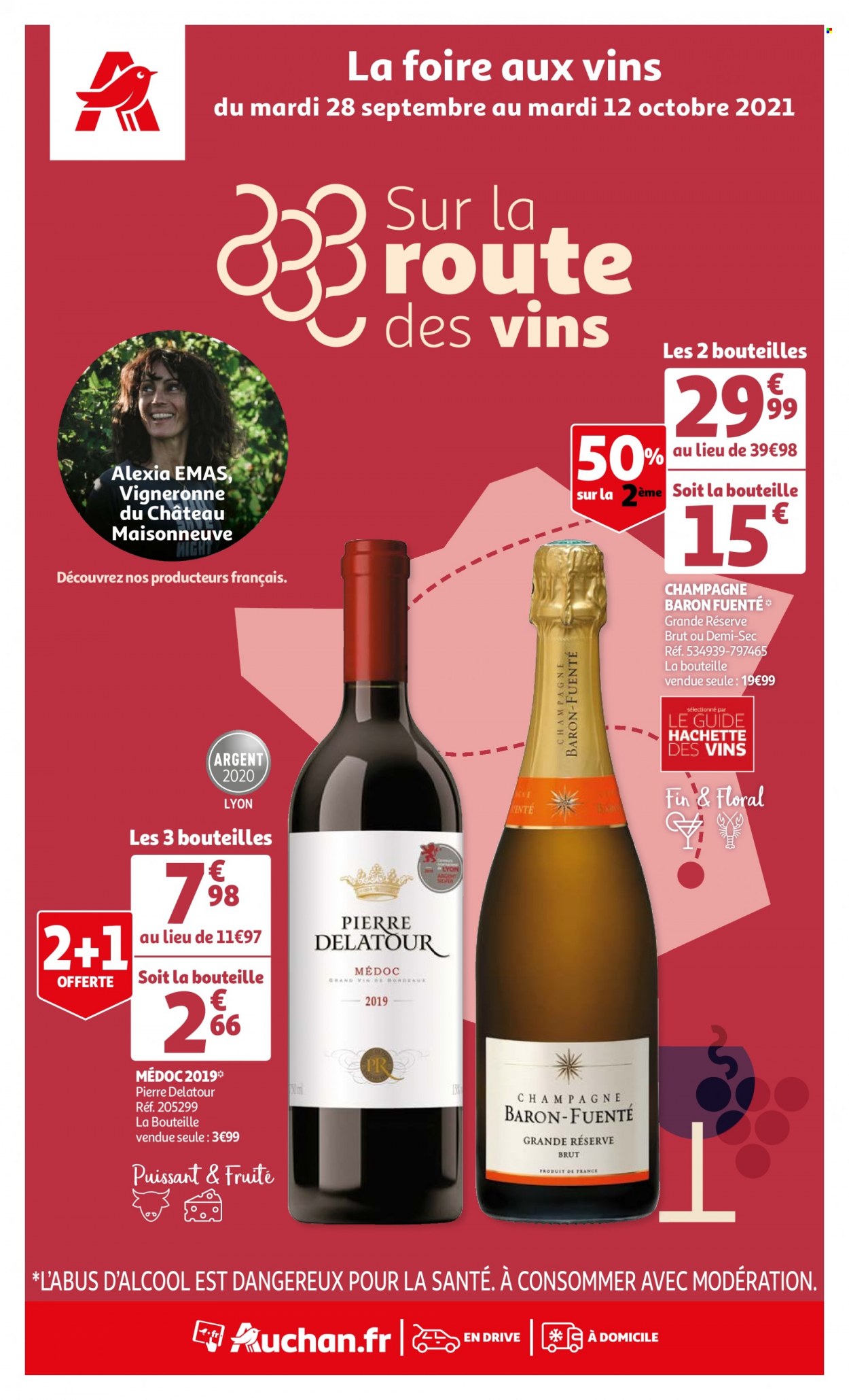thumbnail - Catalogue Auchan - 28/09/2021 - 12/10/2021 - Produits soldés - champagne, vis. Page 1.